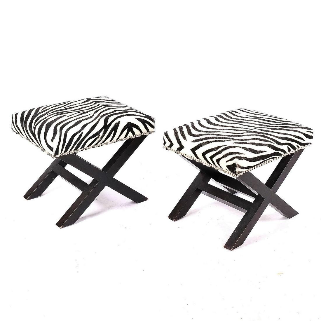 Pair of Modern-Style Zebra Benches (1 of 7)