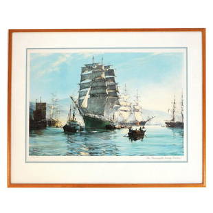 Montague Dawson The Rising Wind Signed Print 38 x 26 1969 Frost & Reed