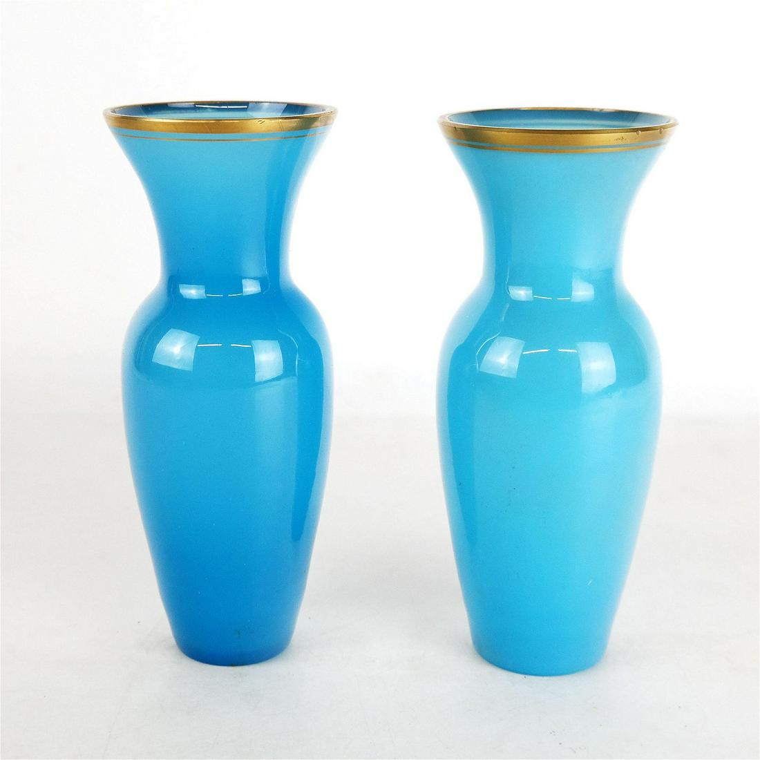 Pair of Italian Blue Opaline Glass Vases (1 of 6)