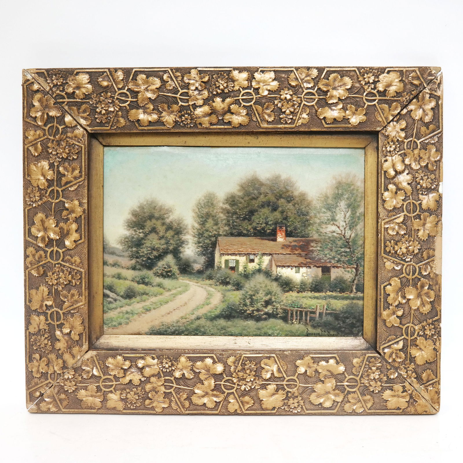 George DREW: Oil on Canvas - Cottage Landscape (1 of 7)