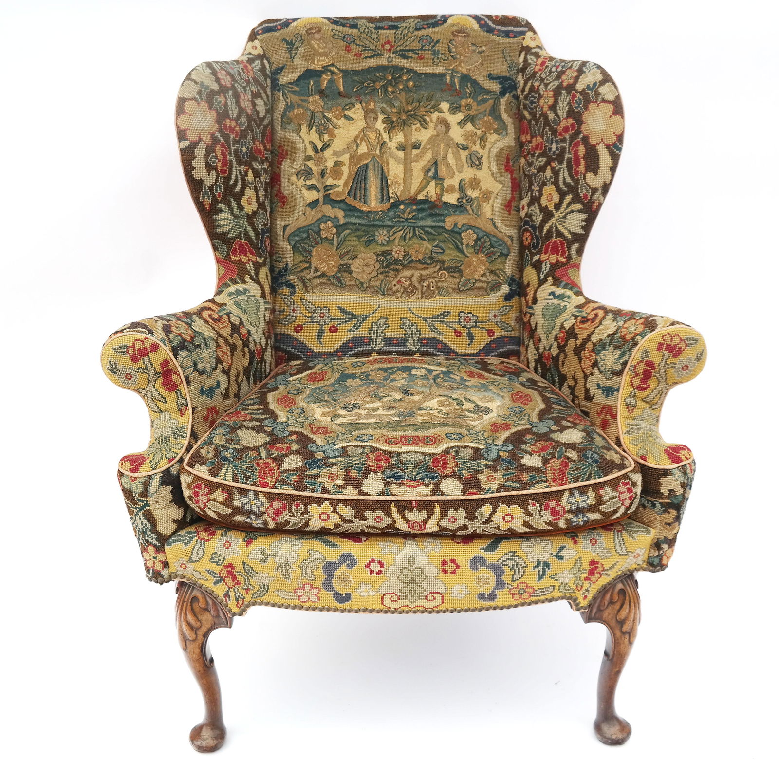 Queen Anne-Style Walnut Wing Chair (1 of 20)