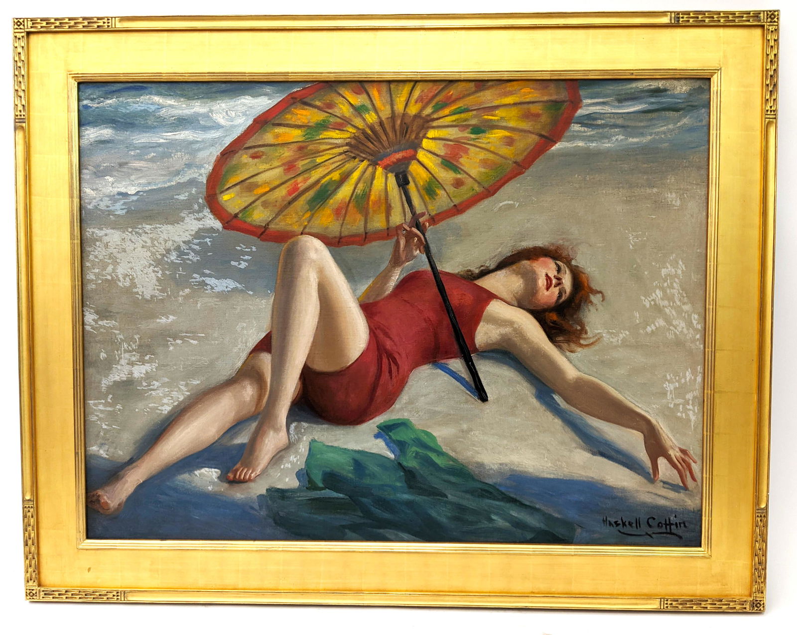 Haskell COFFIN: Girl on Beach - Oil Painting (1 of 13)