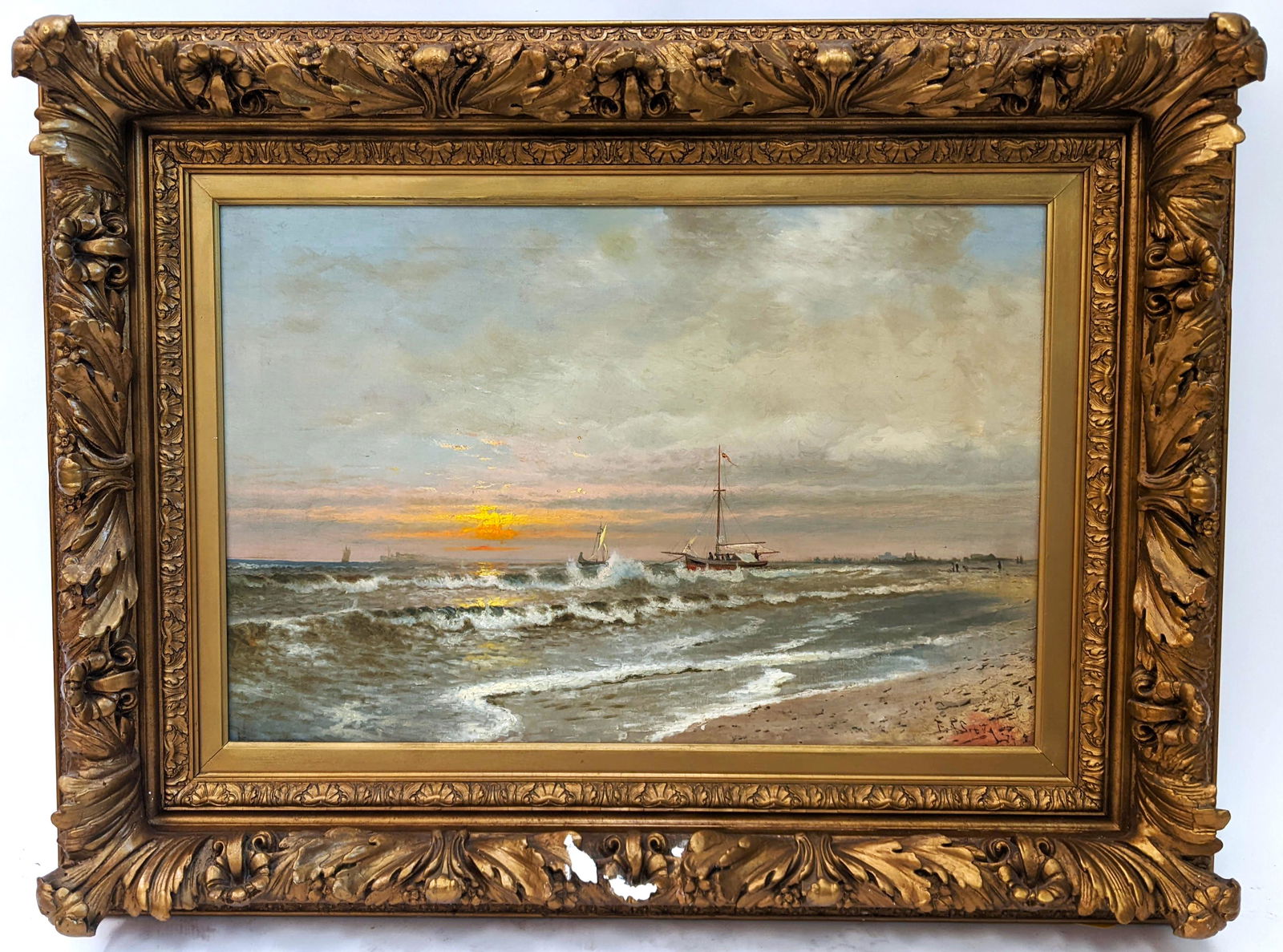 Oil Painting - Seascape with Sailboats (1 of 16)