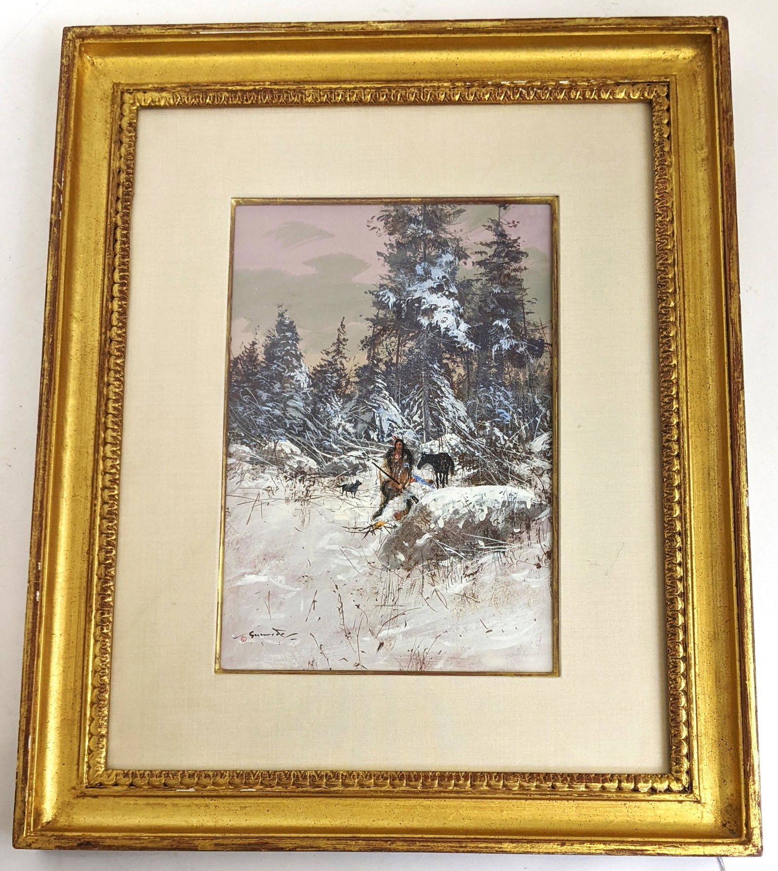 Gouache of Winter Scene - "Long Wait" (1 of 12)