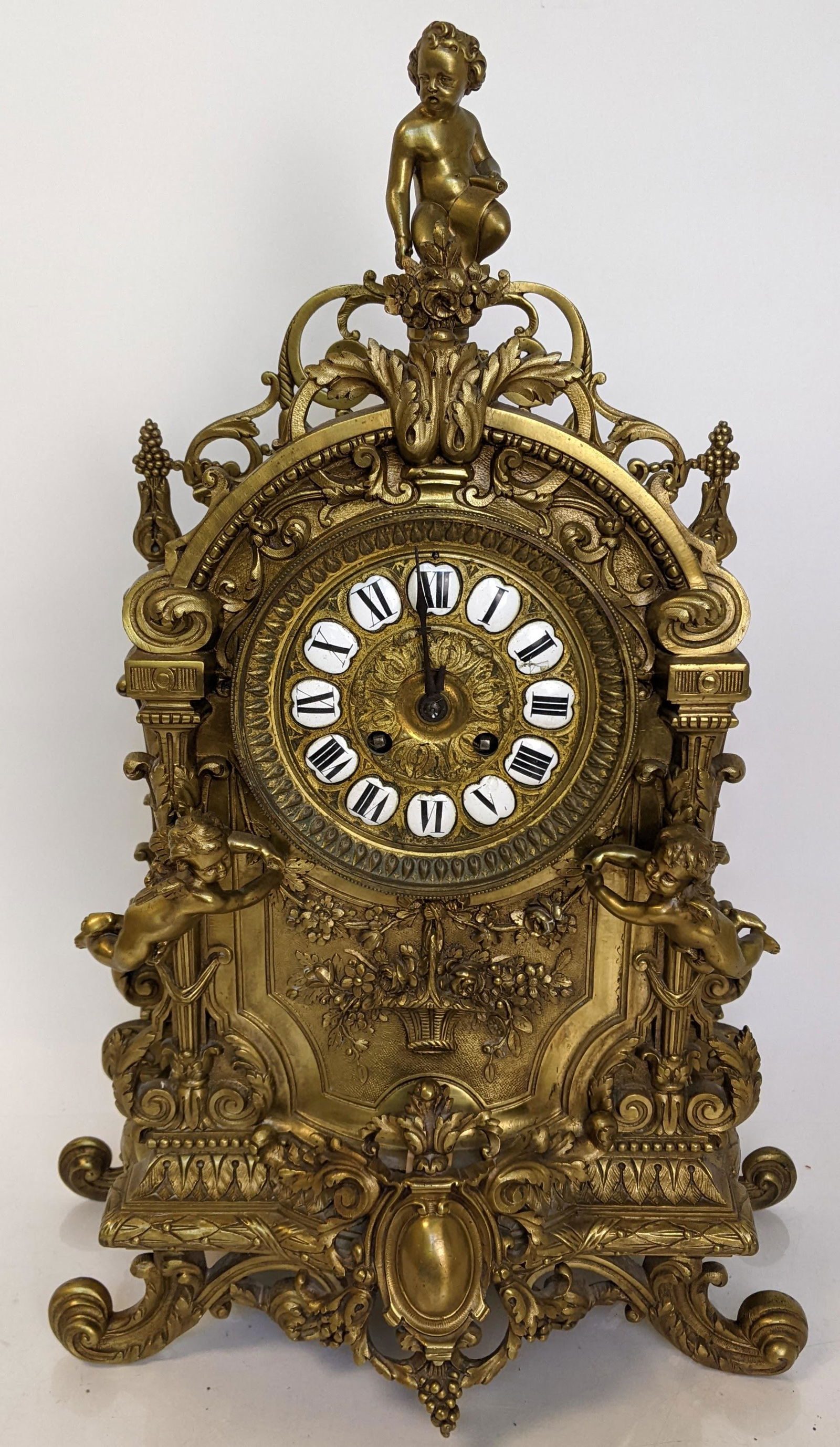French Bronze Cherub Mantel Clock (1 of 18)
