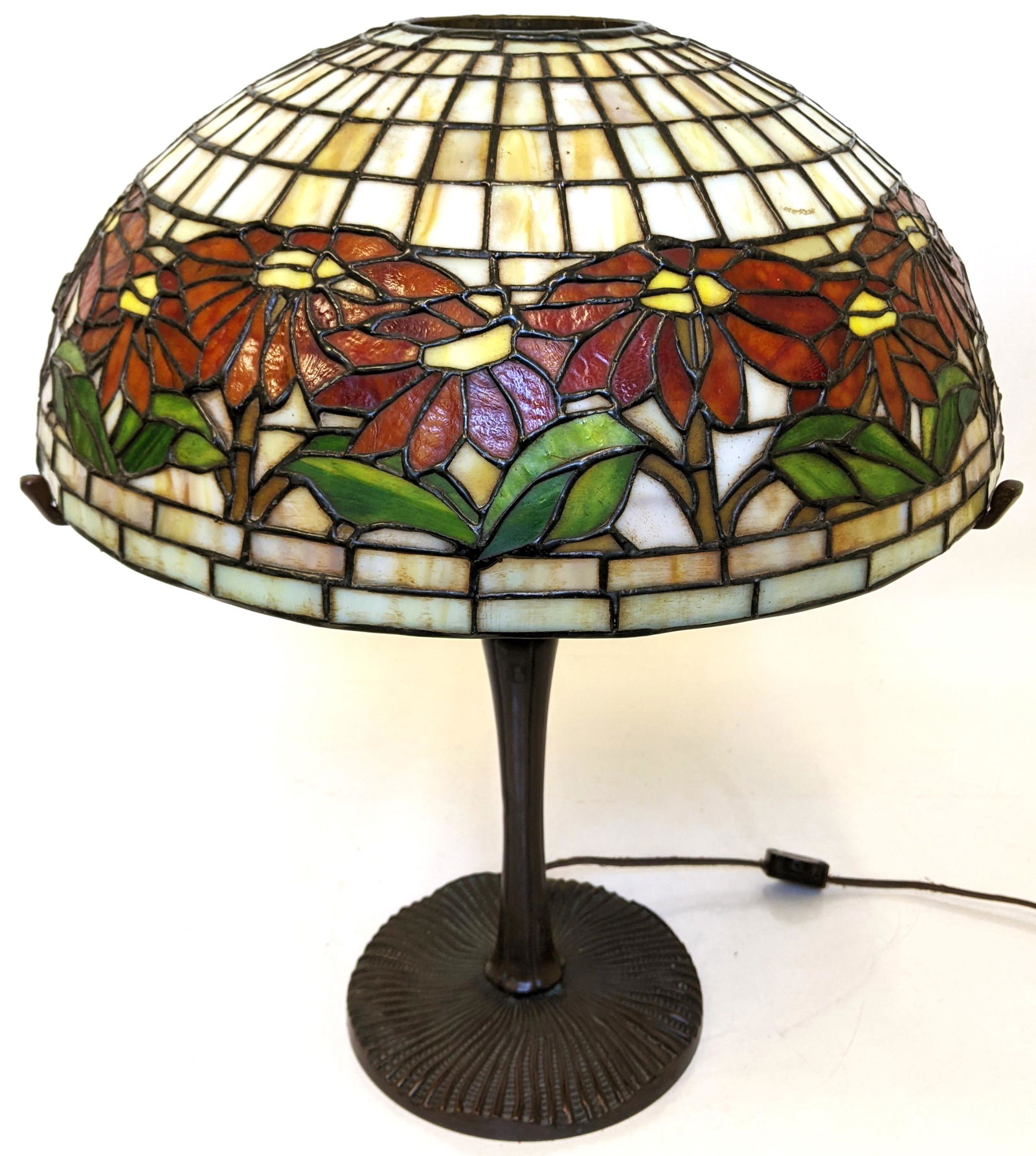 20th C. Leaded Glass & Bronze Table Lamp (1 of 15)