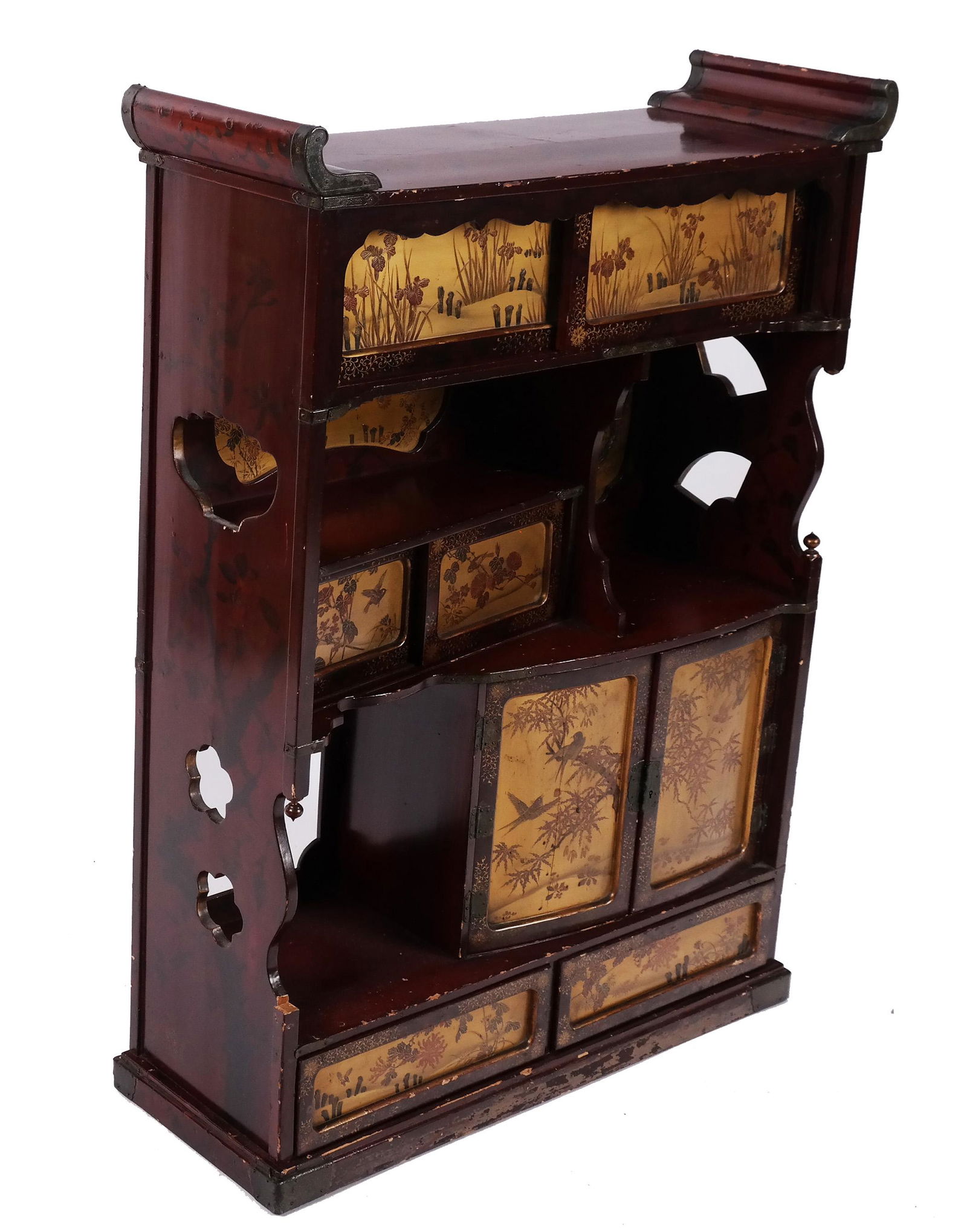 Japanese Gilt Decorated Lacquer Display Cabinet (1 of 11)