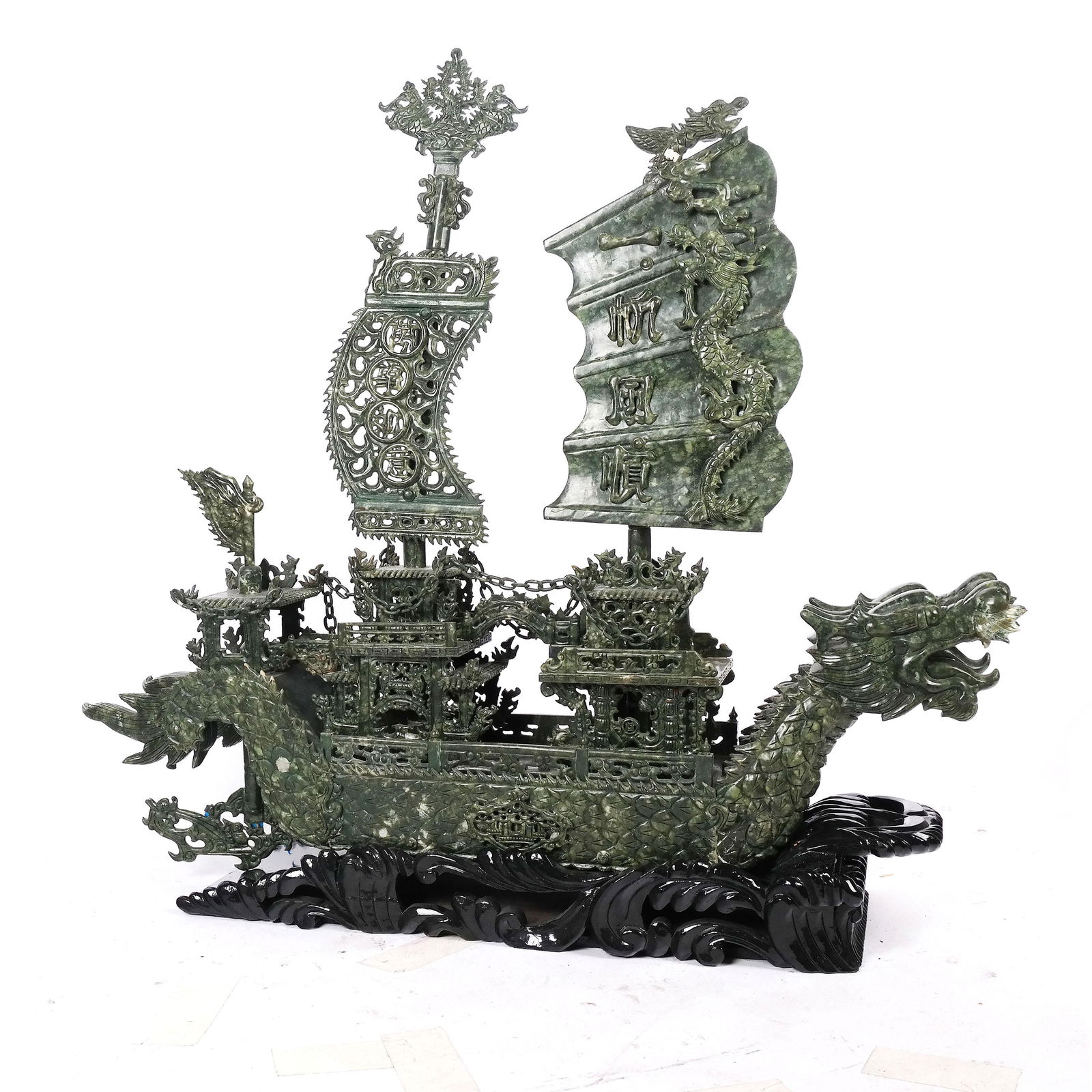 Monumental Chinese Jade/Soapstone Dragon Sailboat (1 of 16)