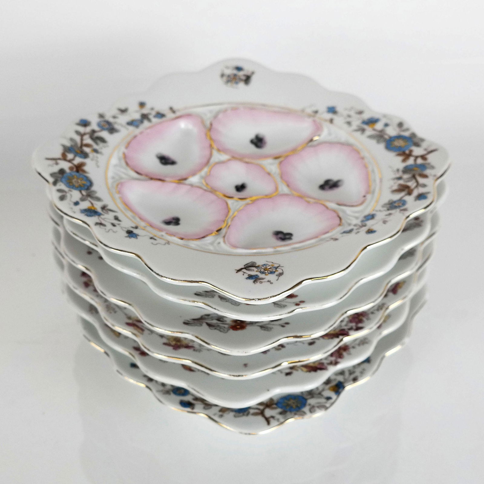 Set of 6 Porcelain Oyster Plates (1 of 8)
