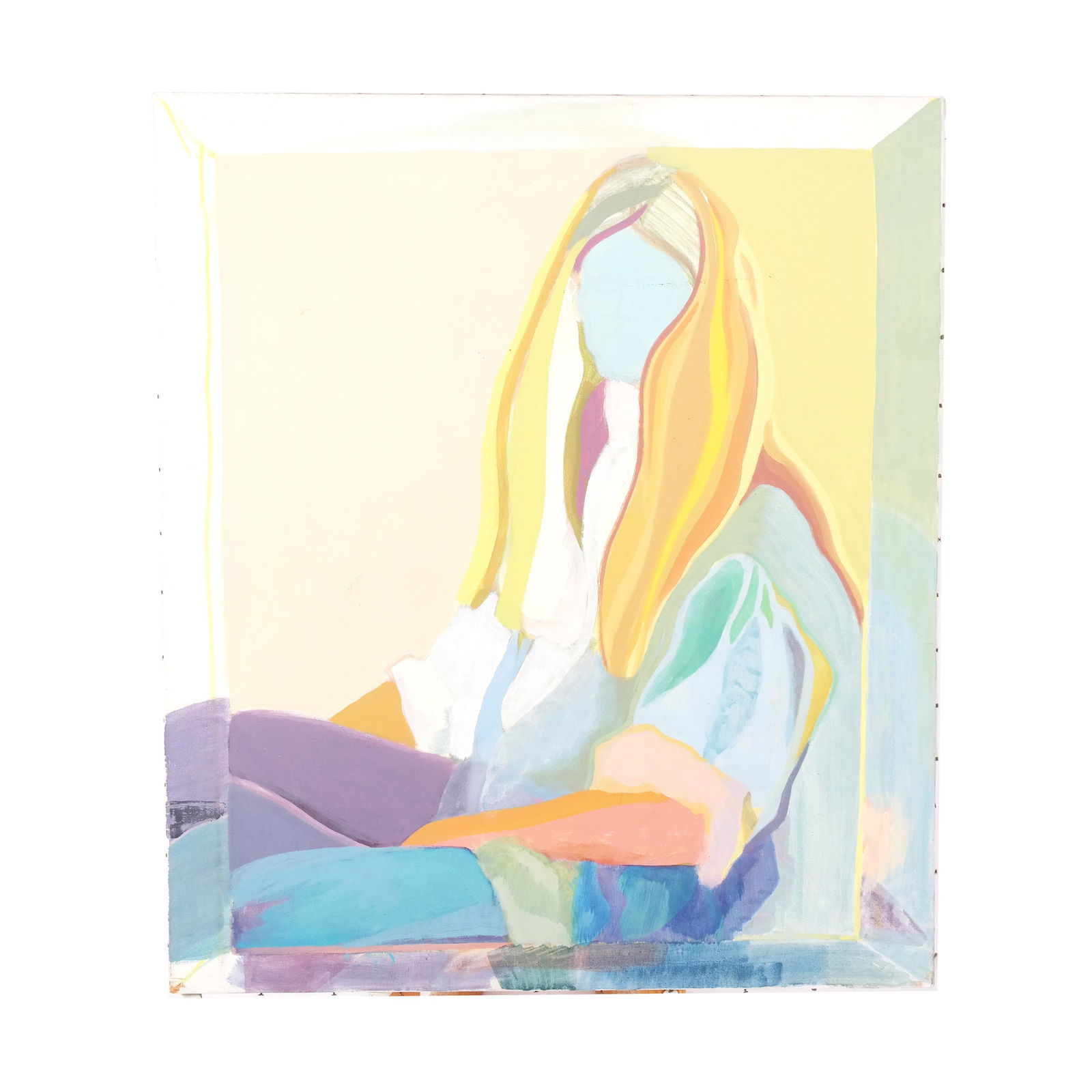 Vintage Oil Painting on Canvas of a Seated Woman (1 of 5)