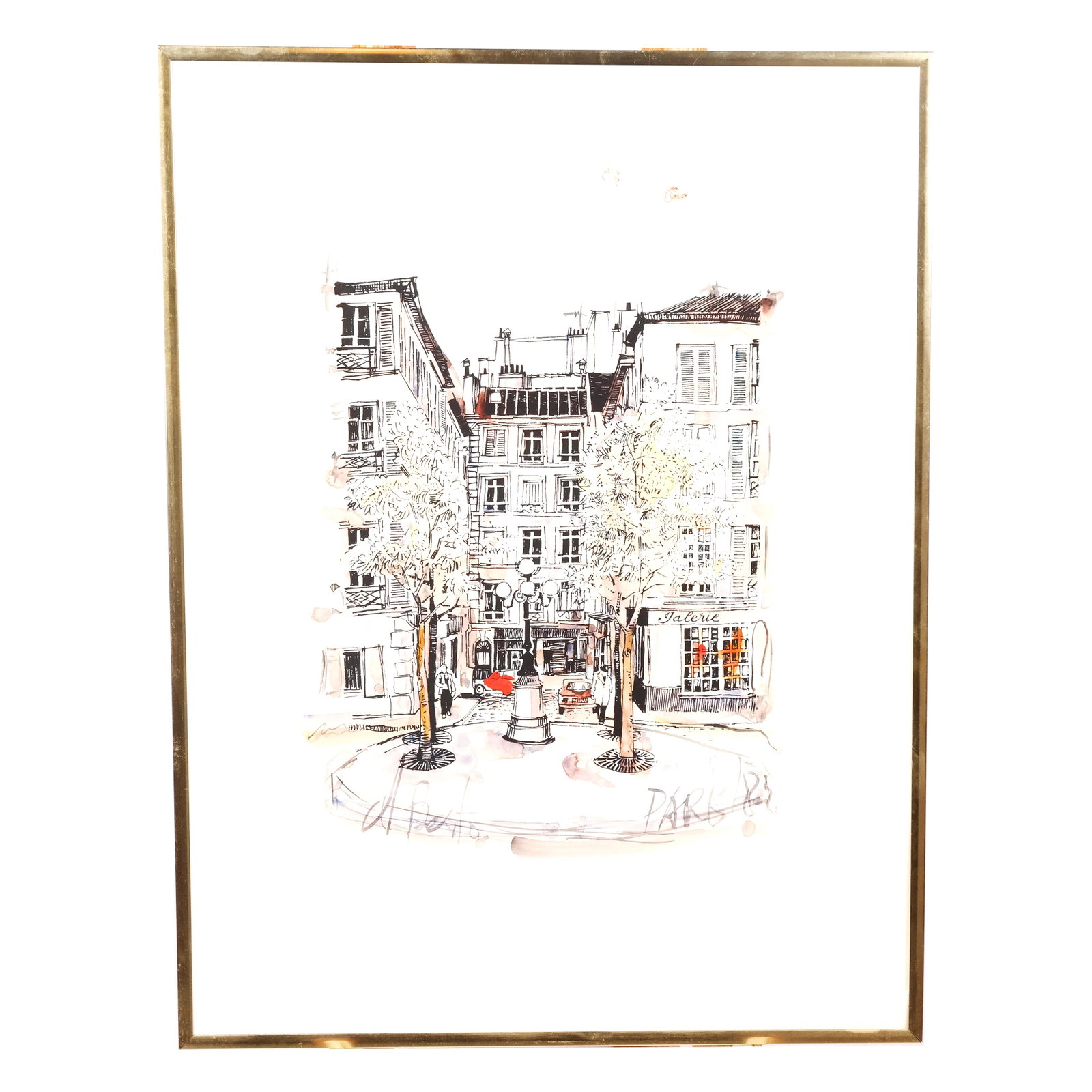 A. BEXITO: "Paris" - Mixed Media Painting: A. Bexito "Paris" vintage mixed media painting in watercolor and ink. Framed and signed A. Bexito - Paris '83.