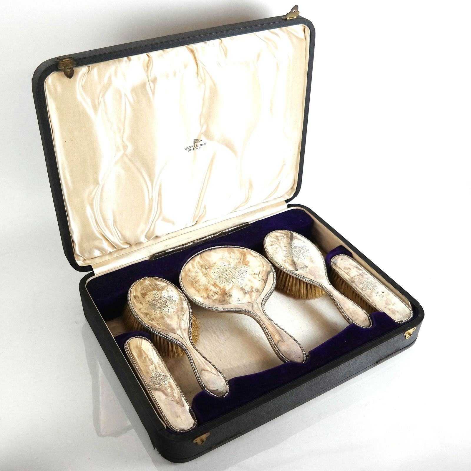 5-Piece English Silver Vanity Set (1 of 14)