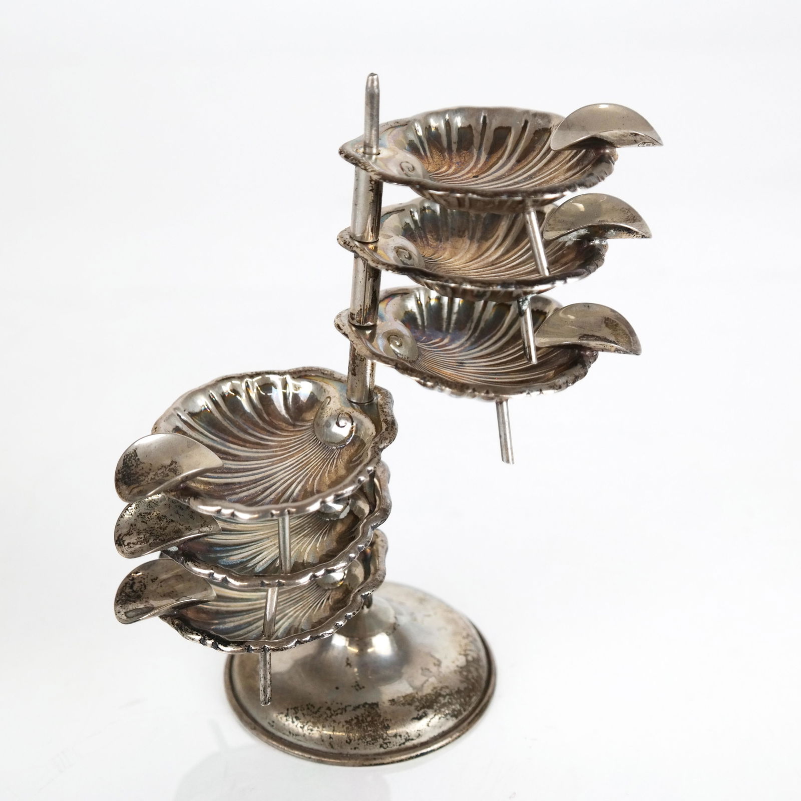 Set of 6 Sterling Silver Nut Dishes on Stand (1 of 13)