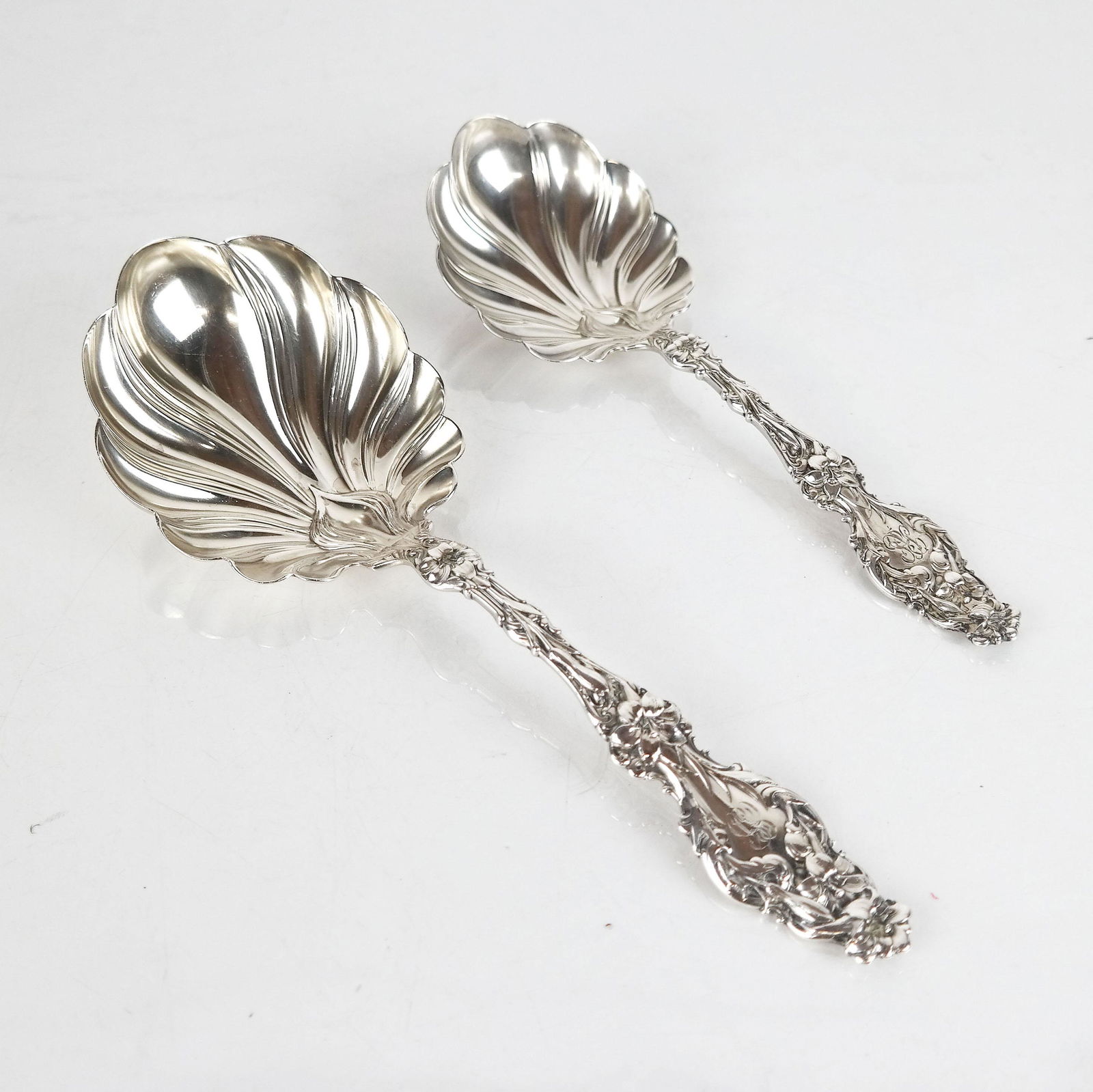 2 Piece Whiting Sterling Silver Serving Spoon Set (1 of 8)
