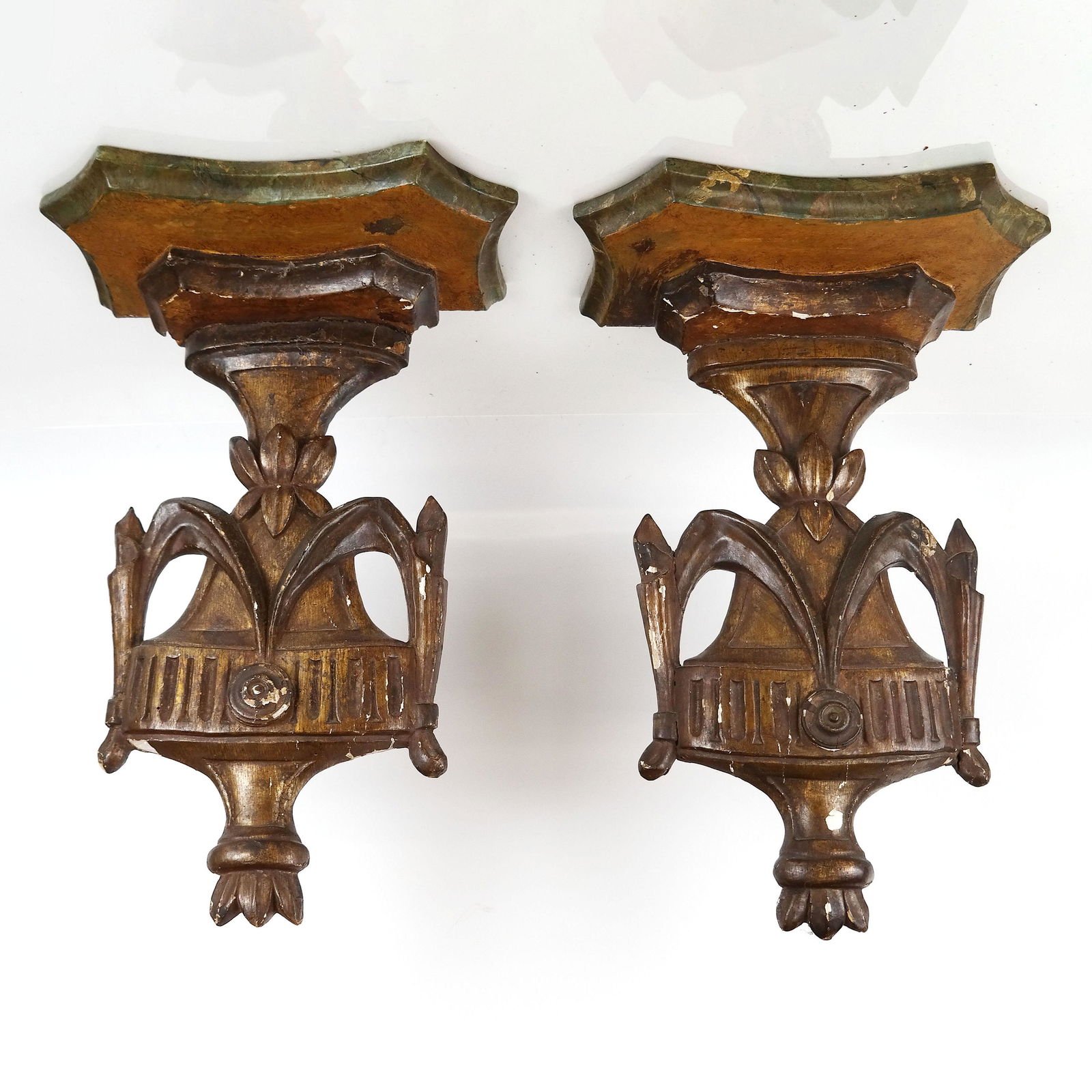 Pair of Antique Carved Wood Brackets (1 of 9)