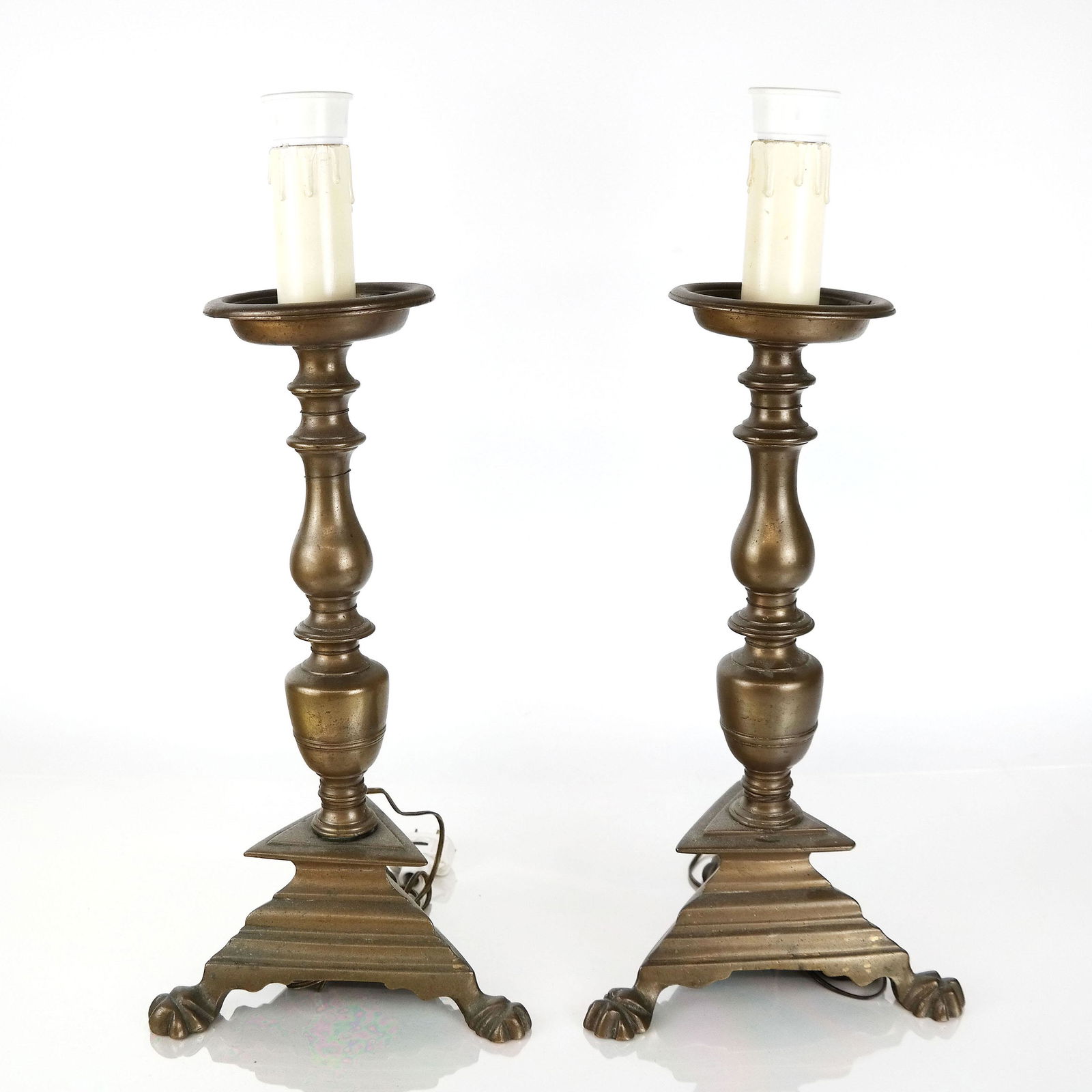 Pair of Late 19th C. Brass Lamps (1 of 11)