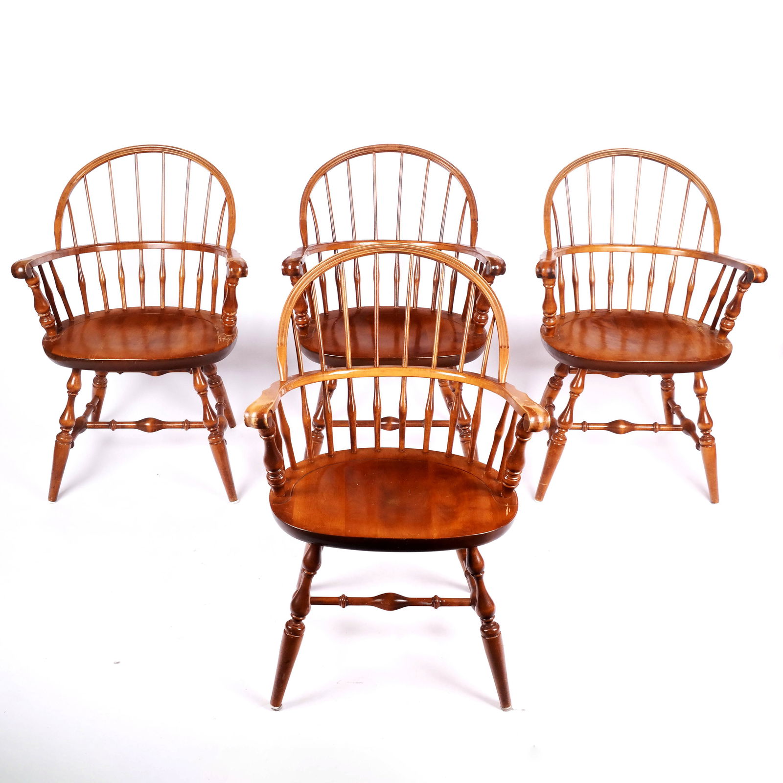 Set of Four Windsor-Style Arm Chairs (1 of 9)