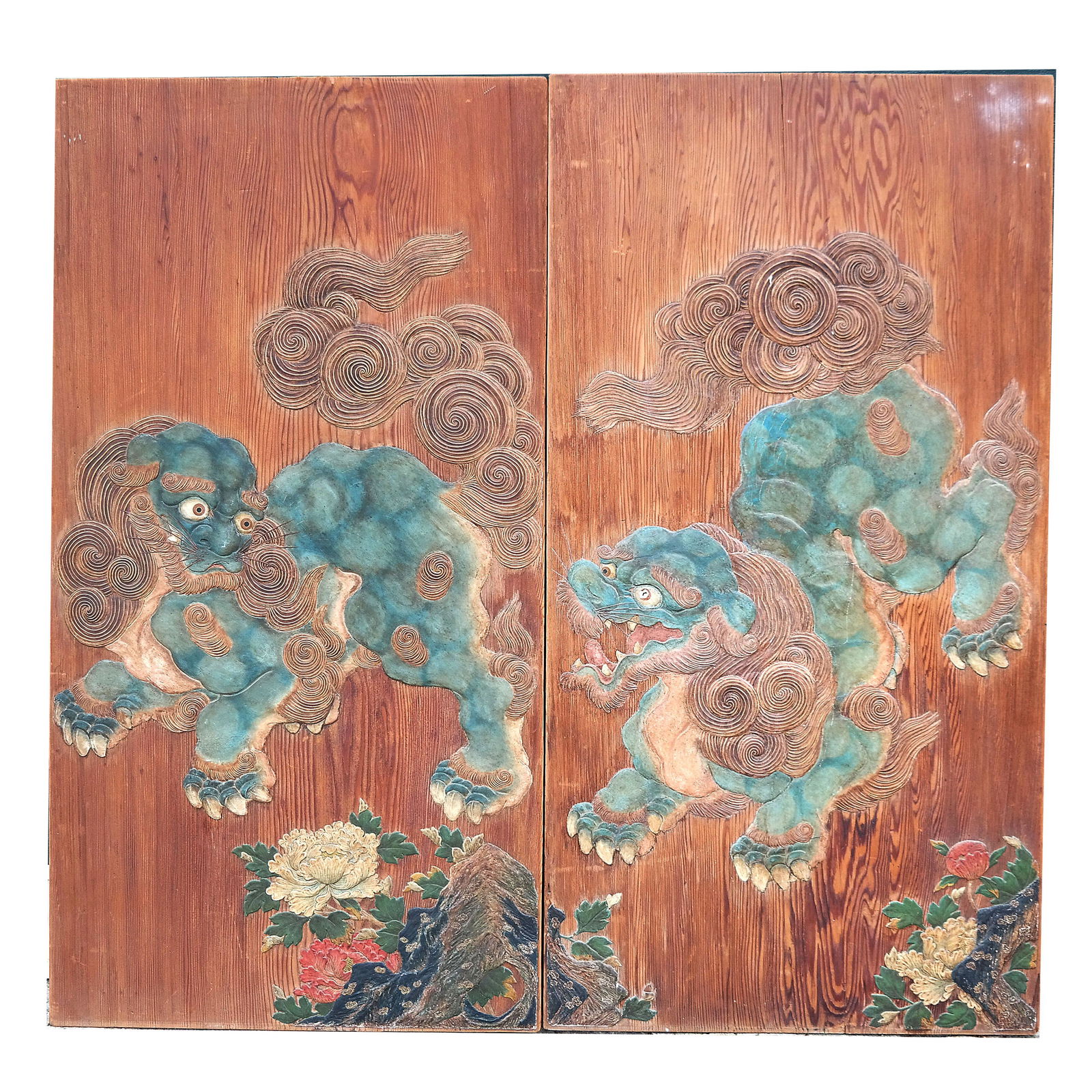 Pair of Japanese Painted Gesso Wood Panels (0278) on Jul 16, 2022