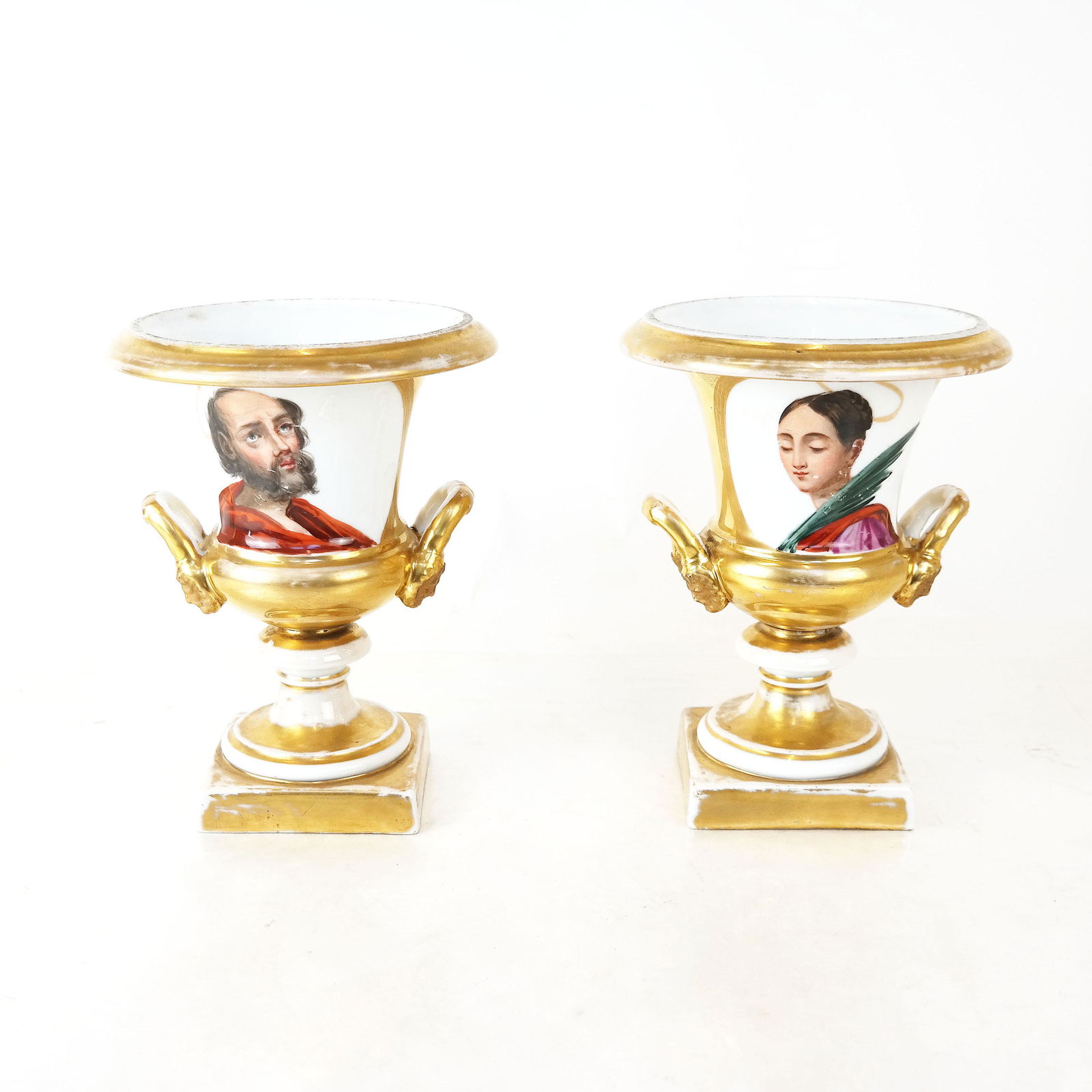 Pair 19th C. Paris Porcelain Urns (1 of 11)