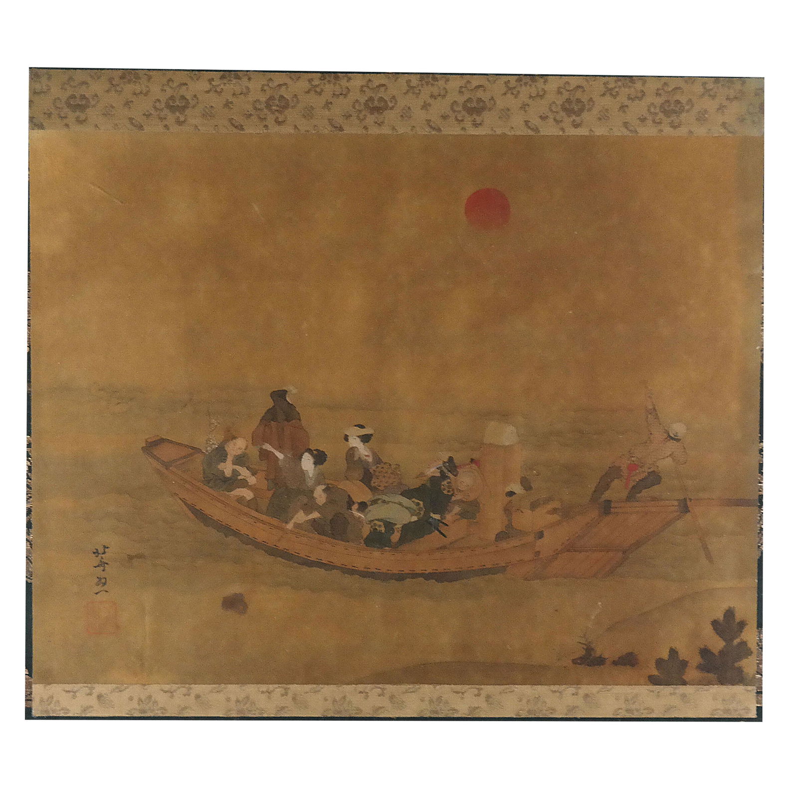 Framed Asian Panel "Night Fishing" (1 of 9)