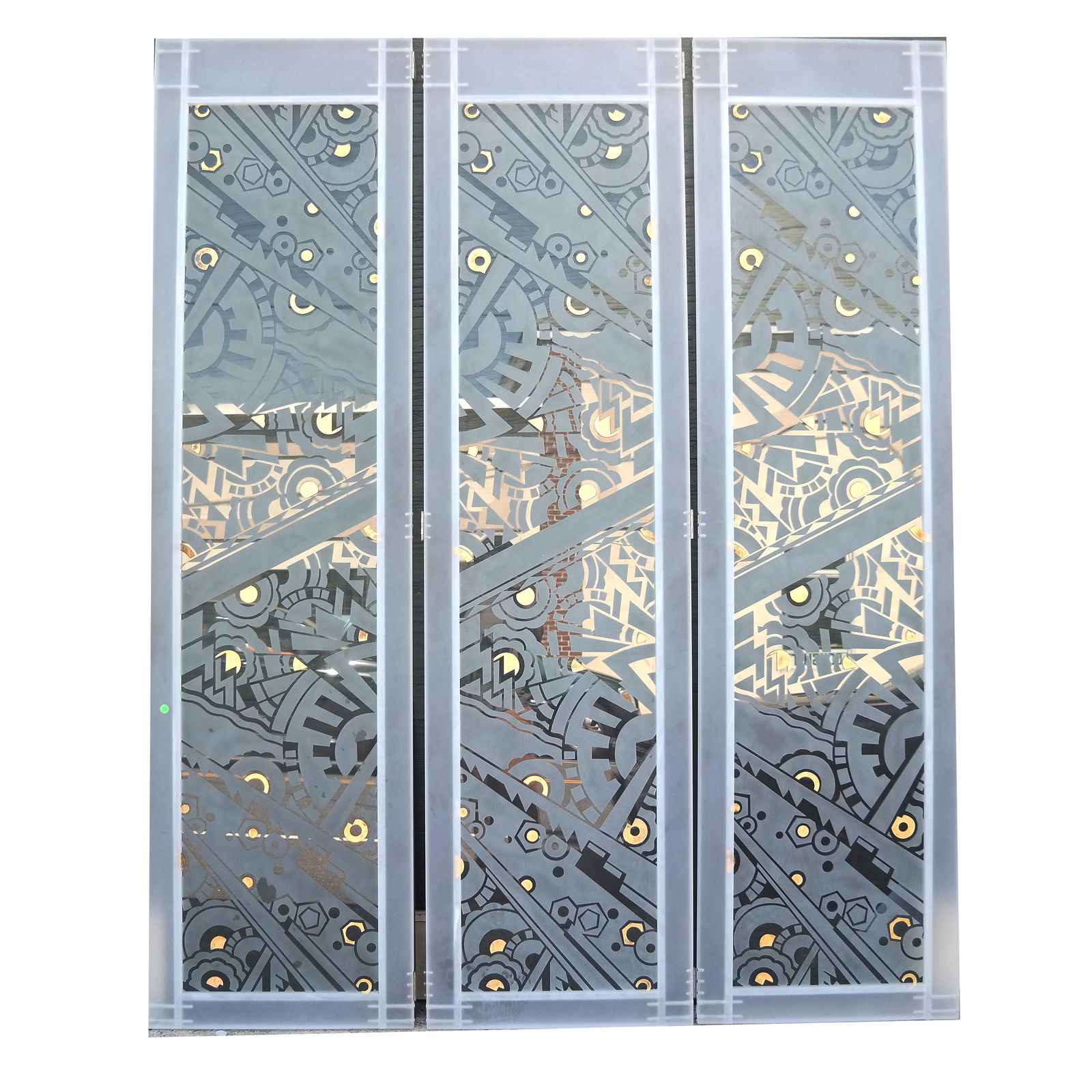 French Three Panel Etched Glass Screen (1 of 13)