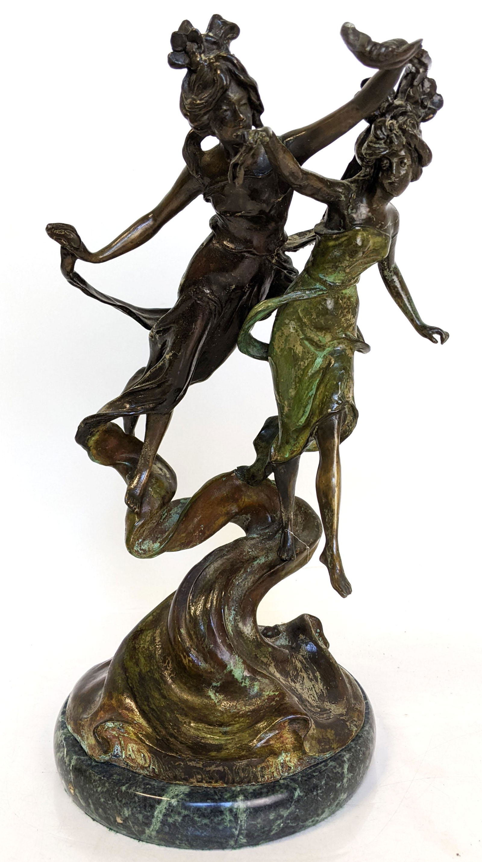 20th C. Bronze Nymphs on Marble Base (1 of 11)