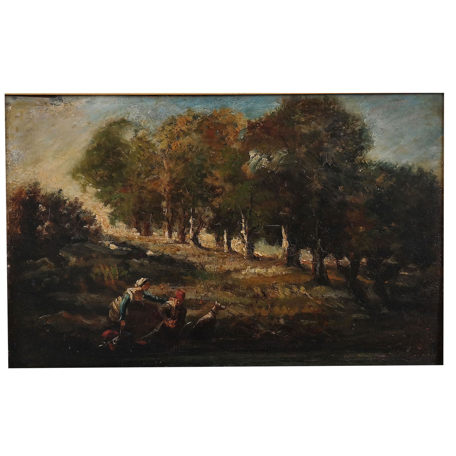 French School: Figural Landscape - Oil Painting (1 of 8)