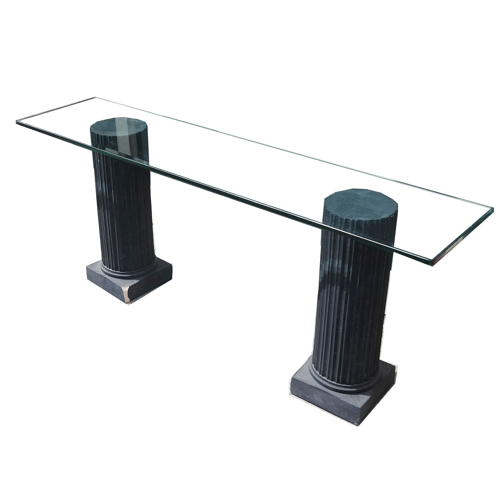 Glass Top Console Table With Column Supports (1 of 9)