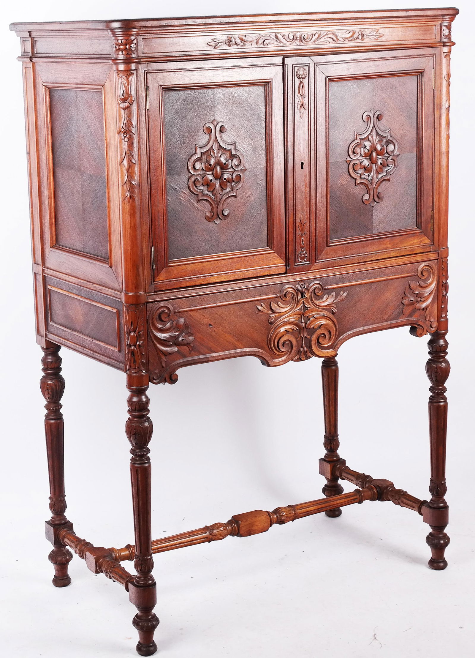 Renaissance Revival Carved Walnut Cabinet on Stand (1 of 15)