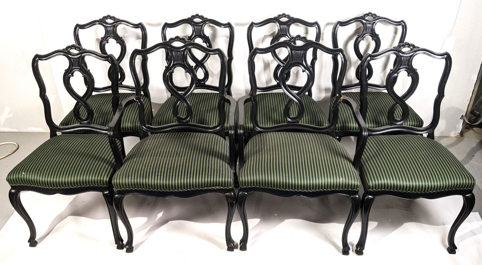 Set of 8 Black Lacquered Dining Chairs (1 of 11)