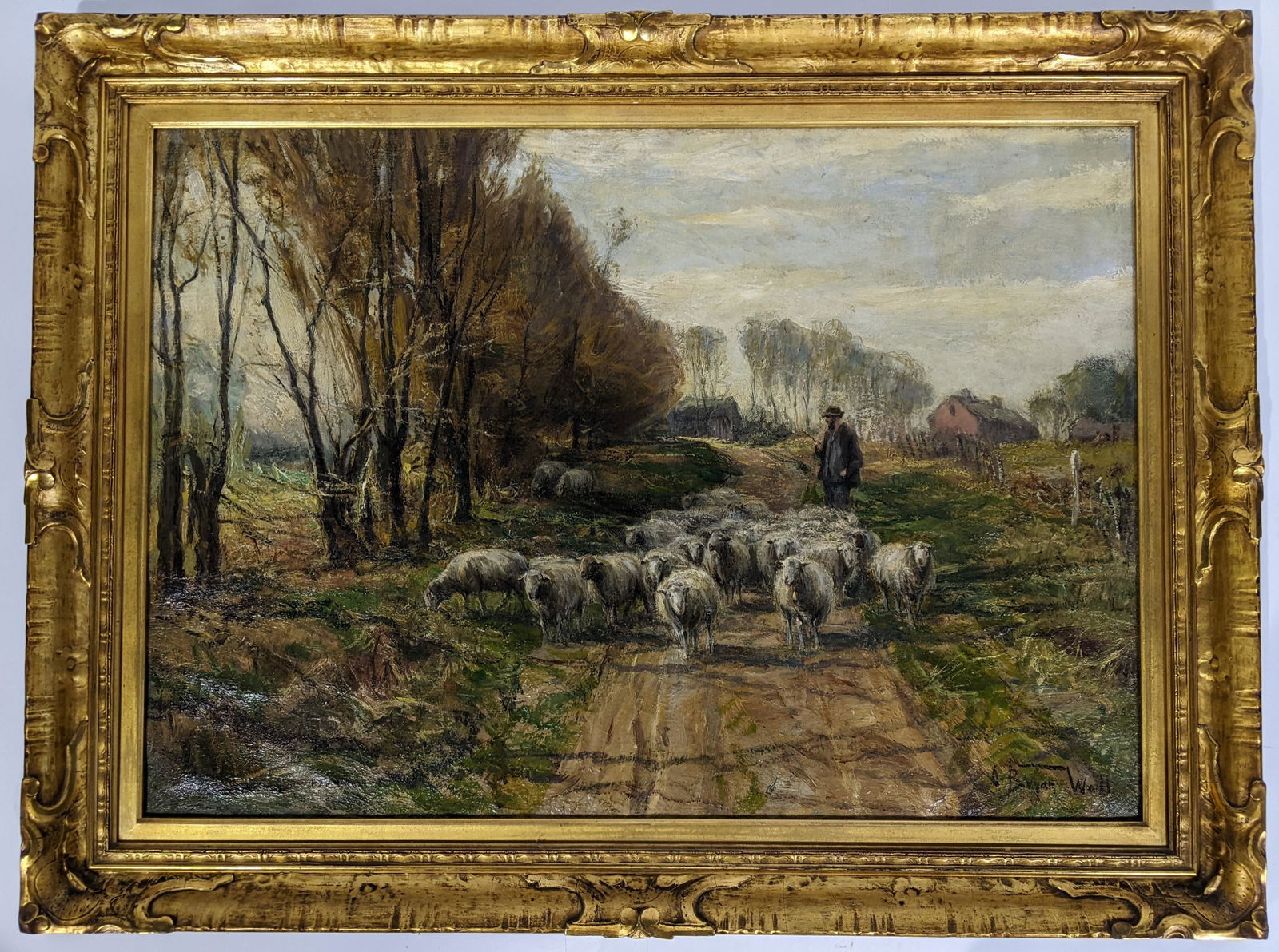 Bryan WALL: Sheep in Landscape - Painting (1 of 13)