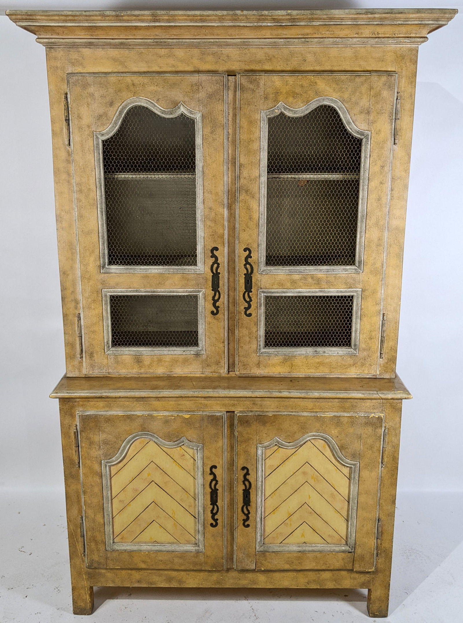 Painted & Decorated Provincial-Style 2-Part Cabinet (1 of 17)