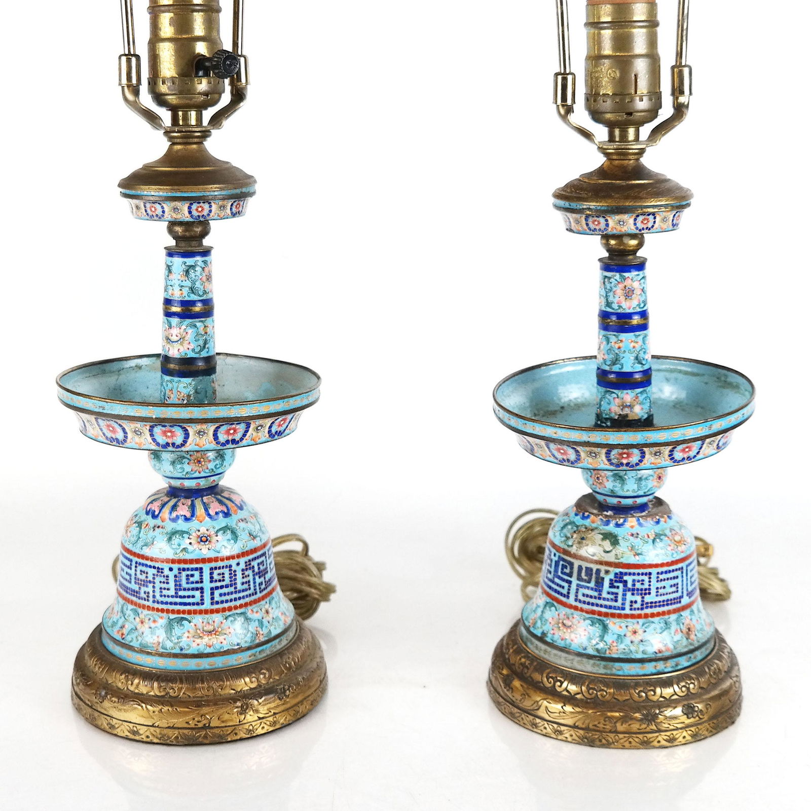 Pair of Chinese Cloisonne Candlestick Lamps (1 of 15)
