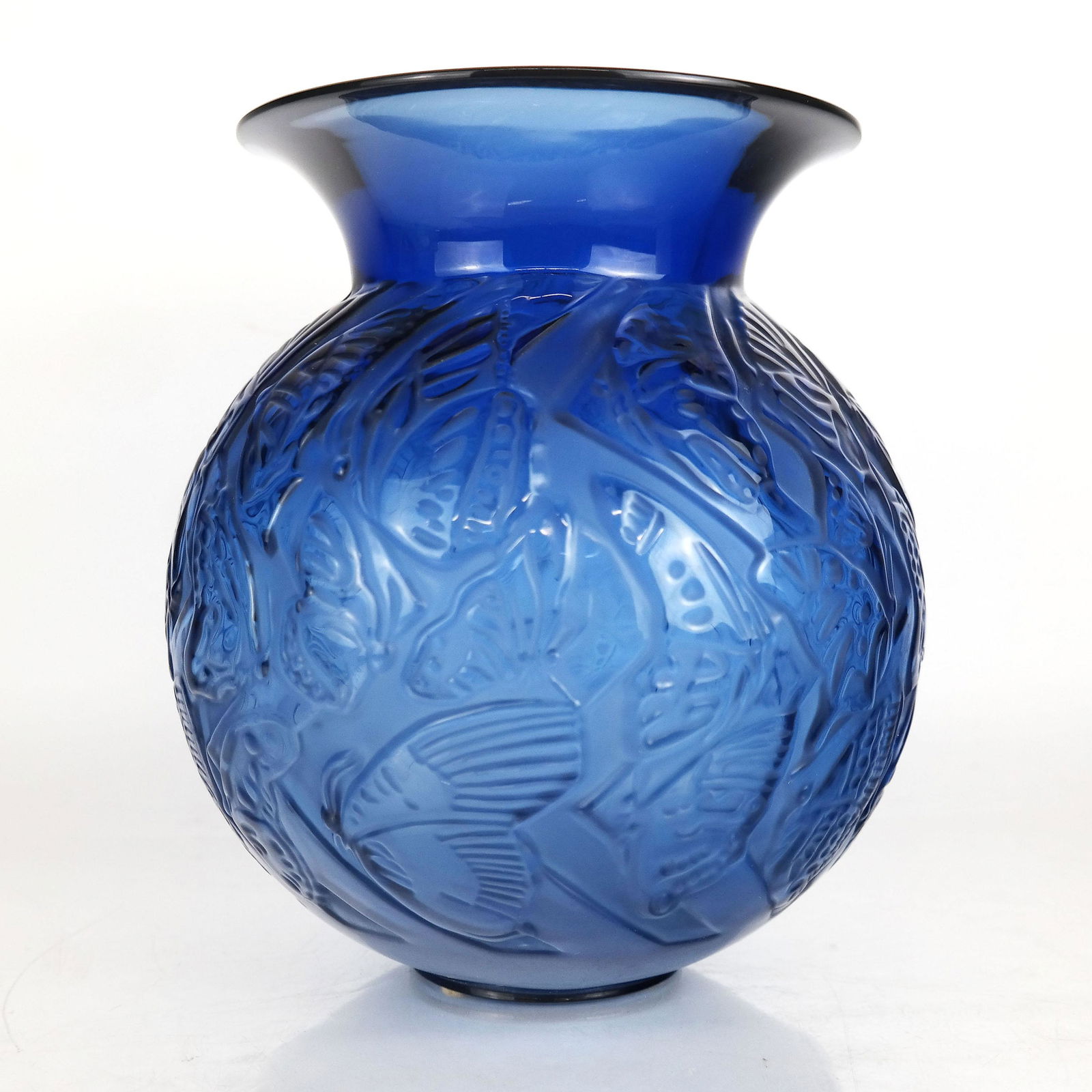 Modern Lalique Blue Glass Vase (1 of 8)