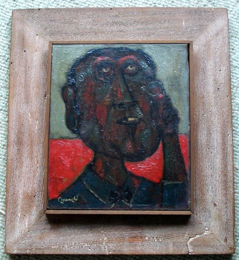 William Quanchi Oil on Canvas from 11 East 86 St: Man with Monocle