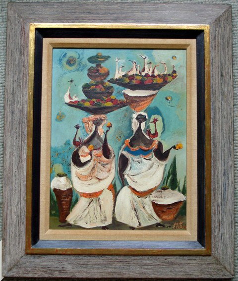 Adolph Dehn Oil on Board from 11 East 86 St: Ethnic Women 1953 Overall: 23" x 19.5" Art: 15.5" x 11.25"
