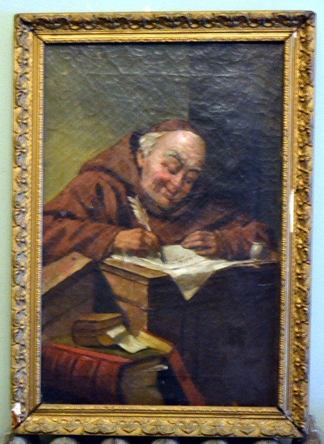 Z. Fritz, Oil on Canvas, Monk from 240 CPSouth: An Antique Oil on Canvas of a seated monk. Signed Z. Fritz. Art Good Condition/ Losses to Frame. 12" x 18" Art