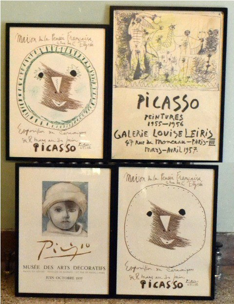 Pablo Picasso Prints: Four Assorted Prints, Two Faces. Boy with a Hat and Peintures. Good condition. 22.5" x 30" (largest)