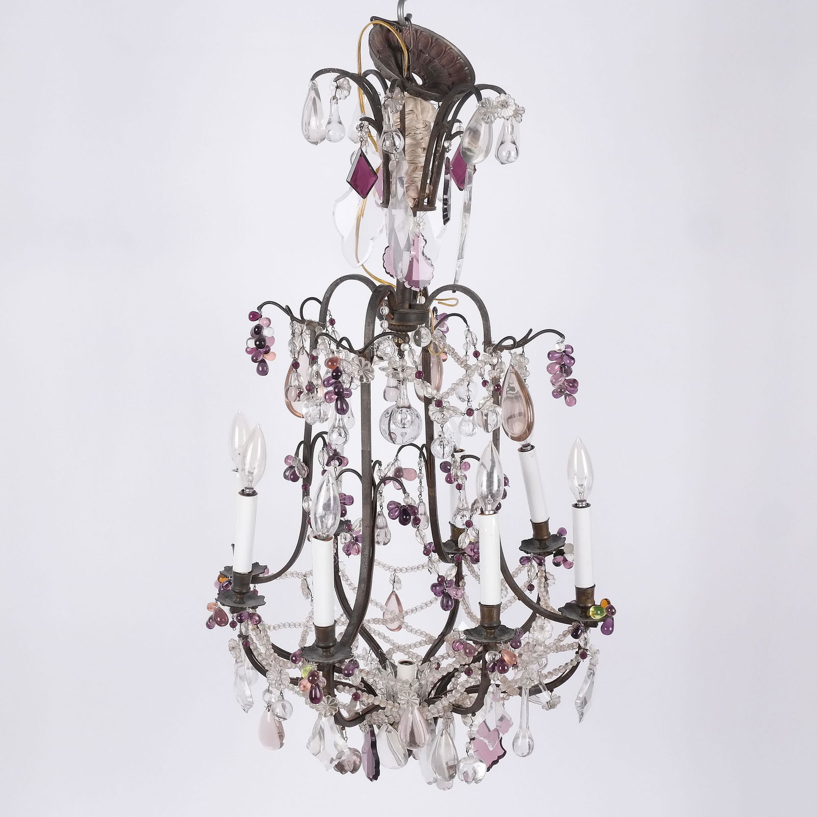 French-Style Iron, Crystal Beaded Chandelier (1 of 12)