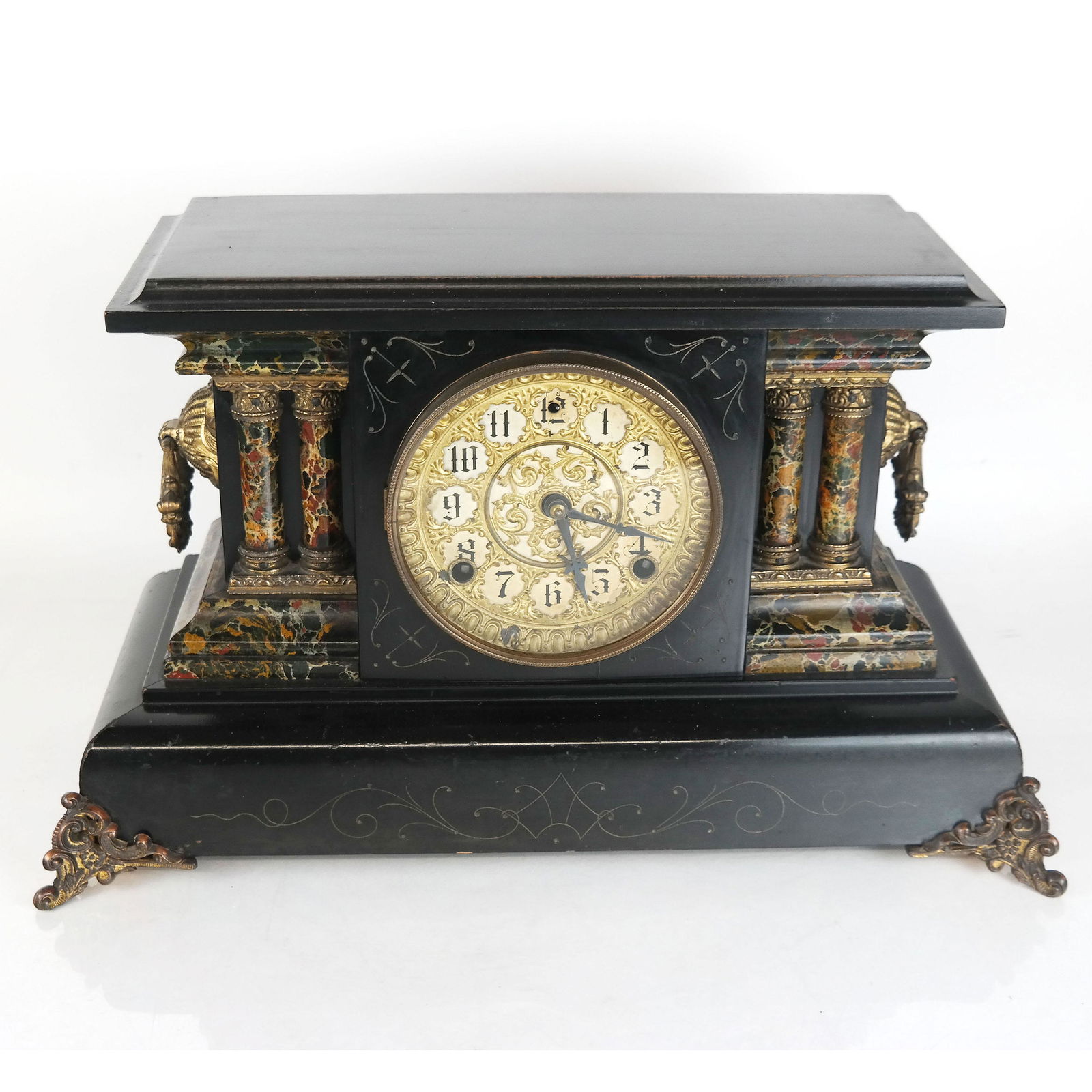 Victorian Wood Decorated Mantle Clock (1 of 10)