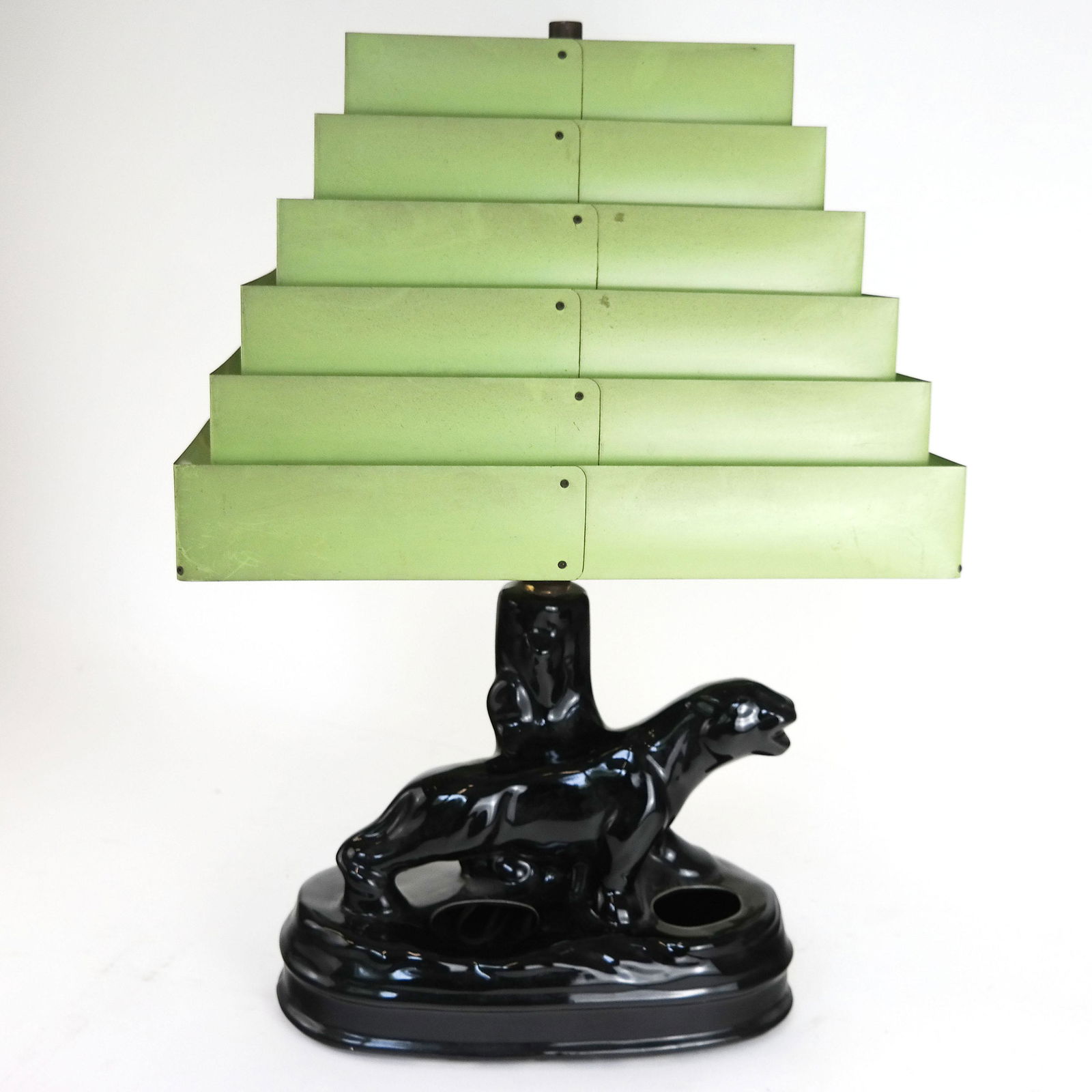 Black Ceramic Panther Lamp (1 of 7)