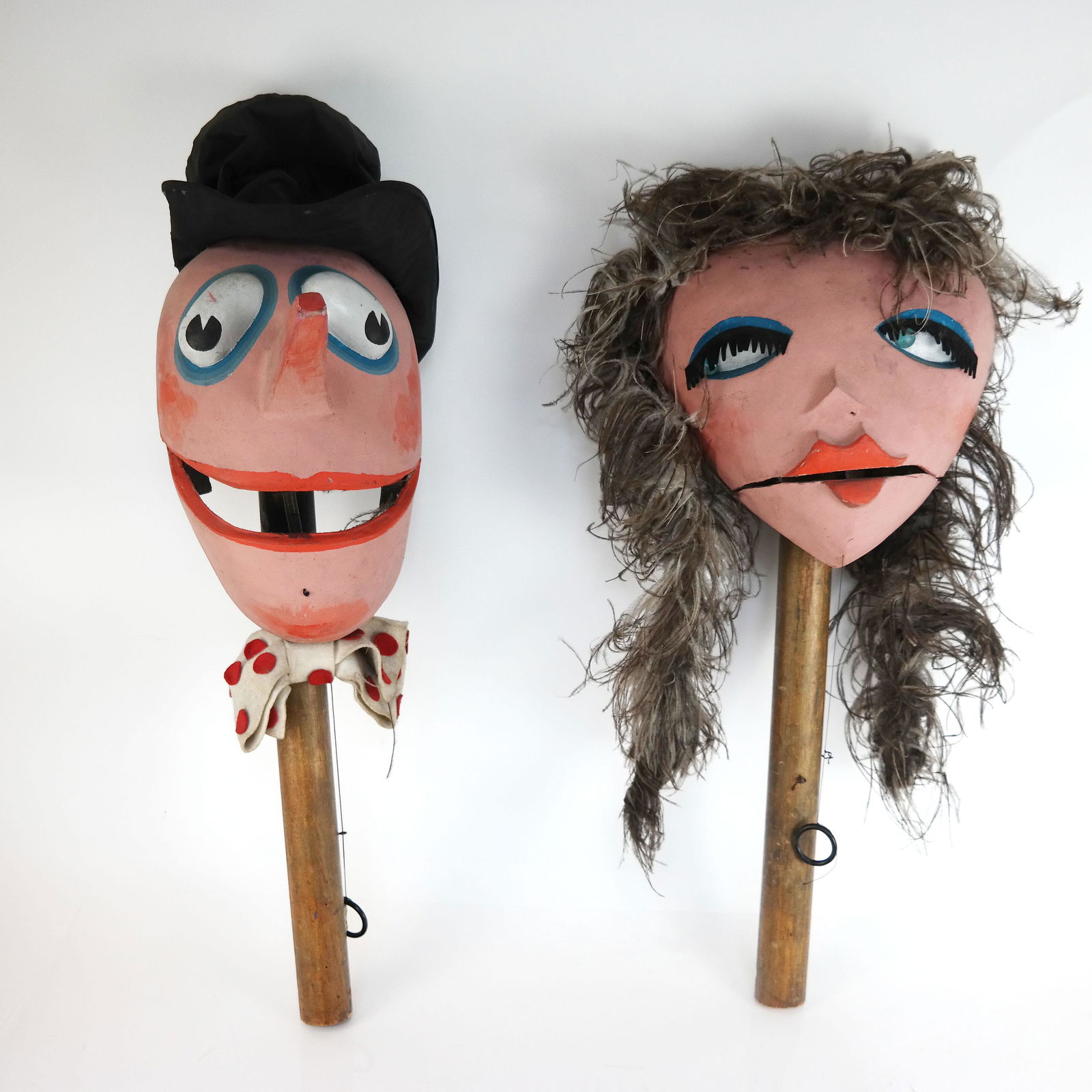 Two Painted Marionette Puppet Heads (1 of 8)