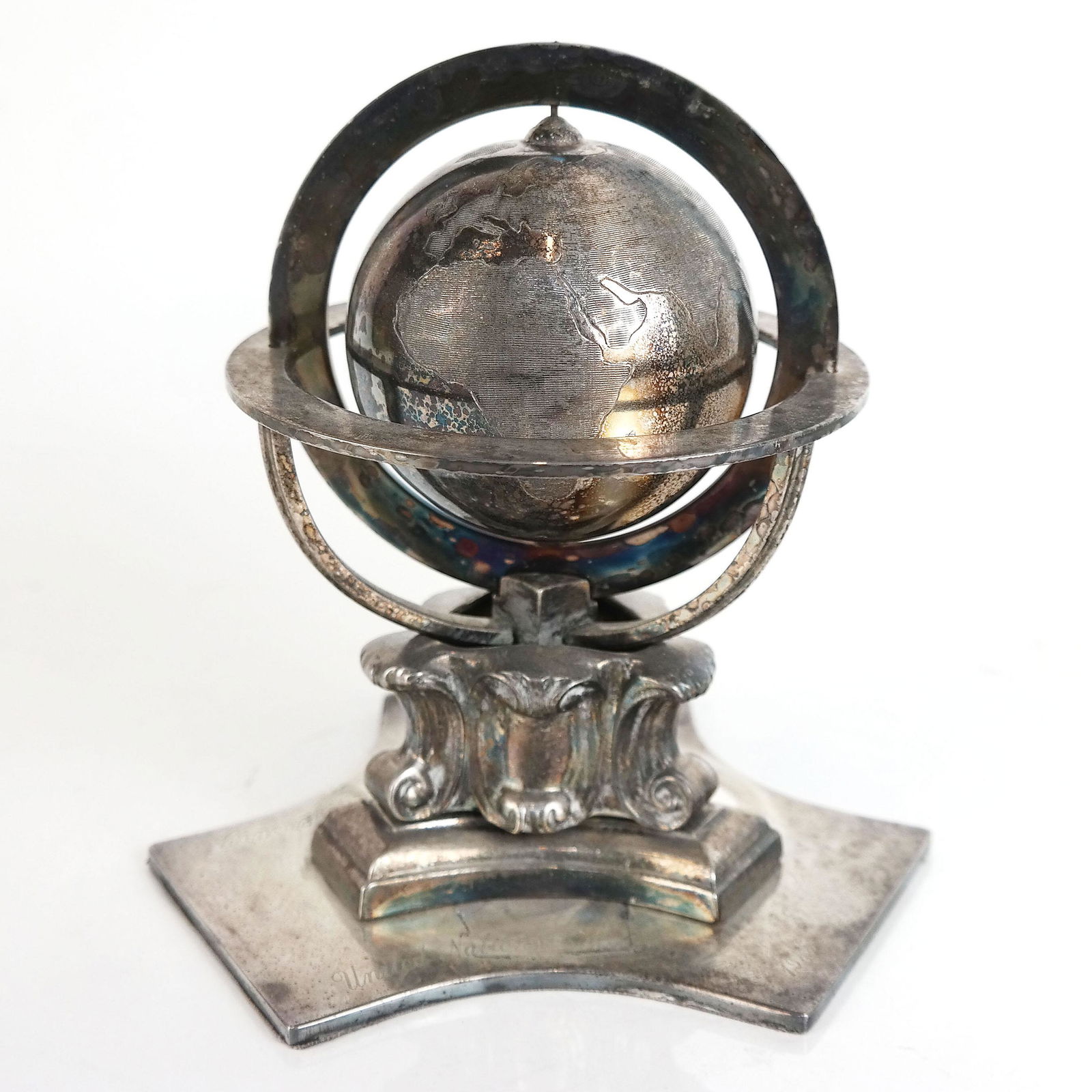 Silver Plate Table Top Globe on Stand (1 of 6)