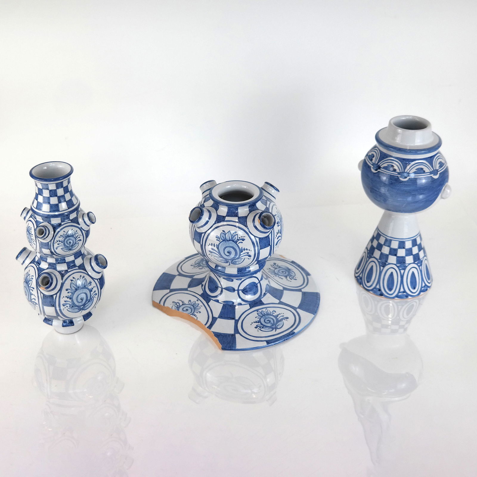 Two Danish Blue and White Ceramic Vases (1 of 12)