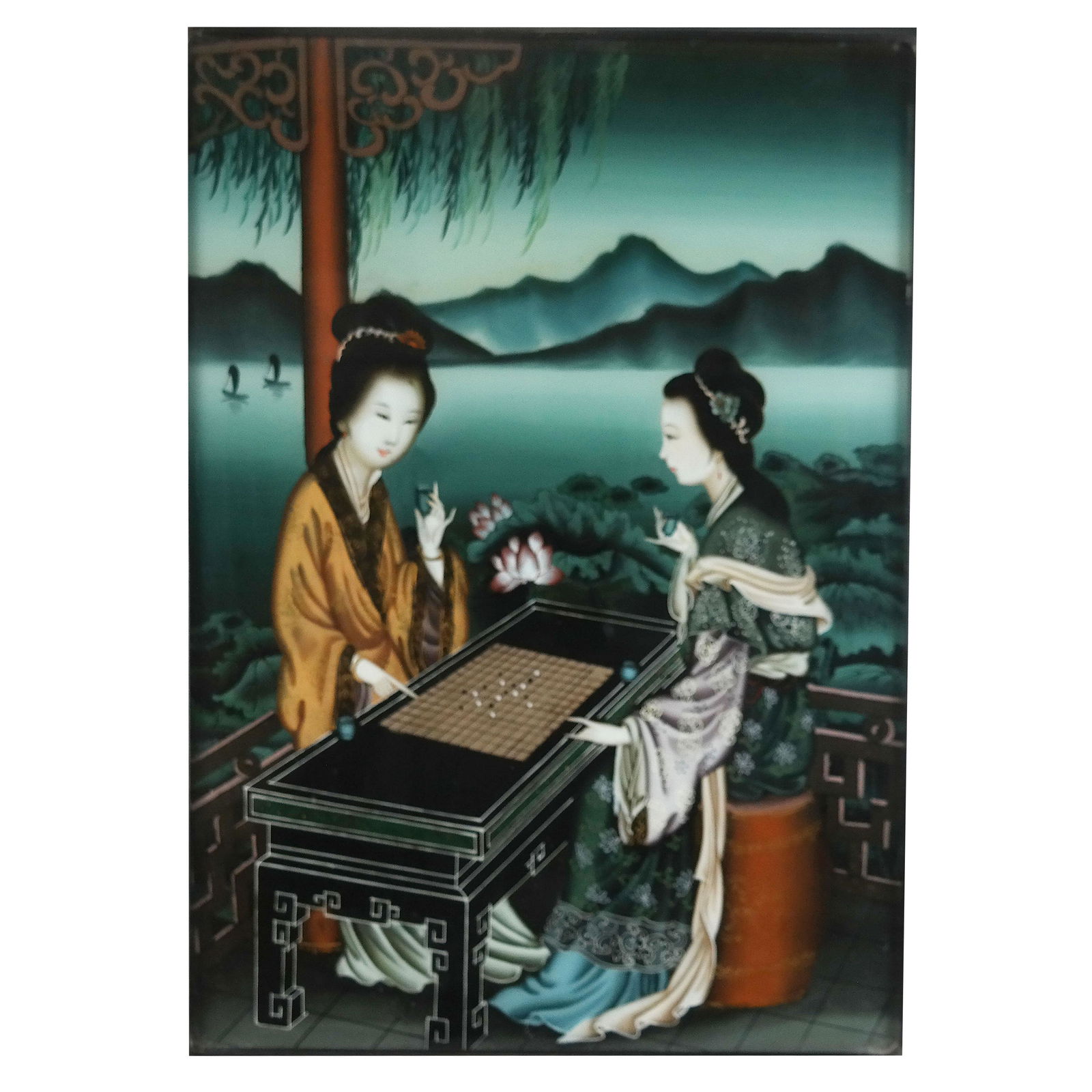 Chinese Reverse Painted Glass Panel (1 of 8)