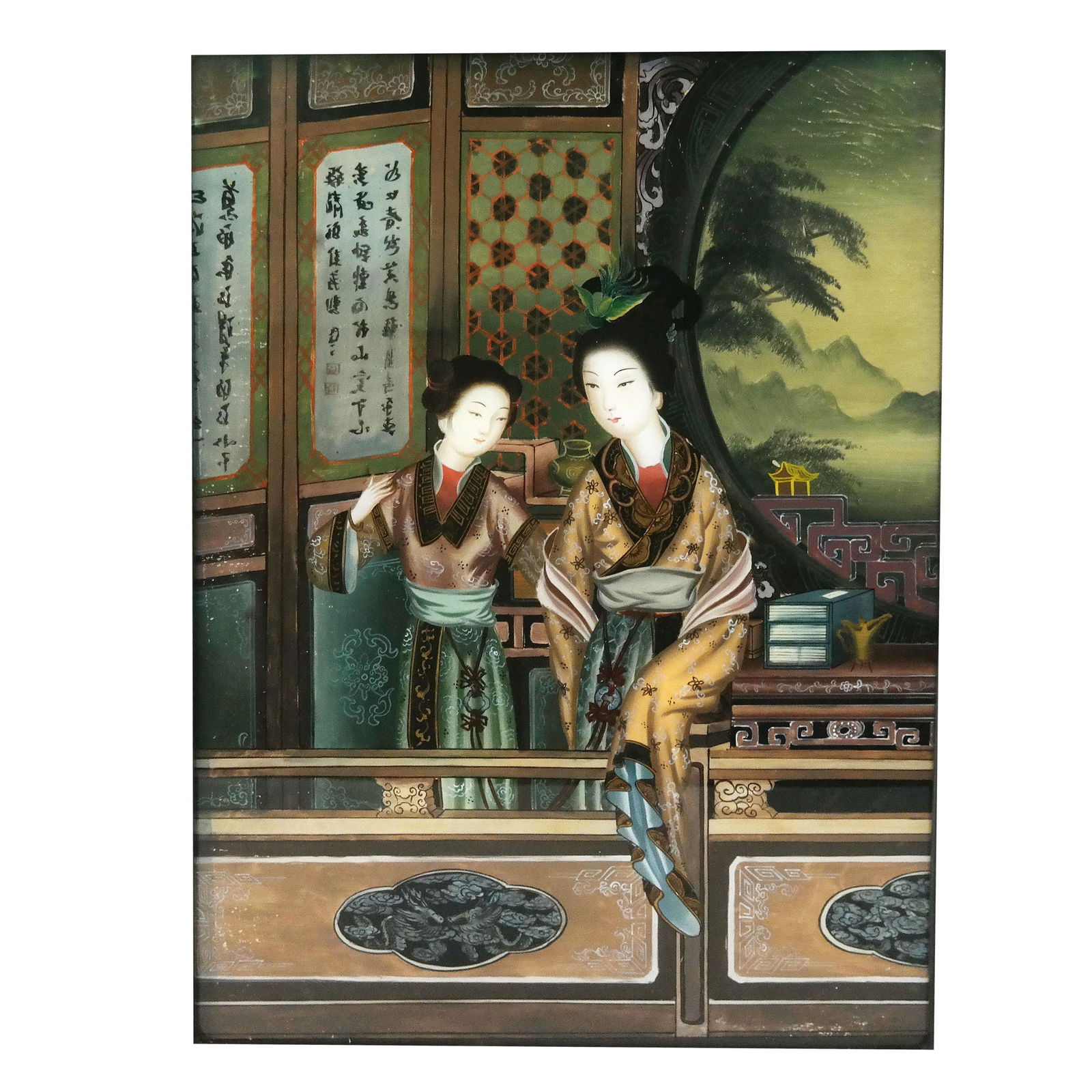Chinese Reverse Painted Glass Panel (1 of 8)