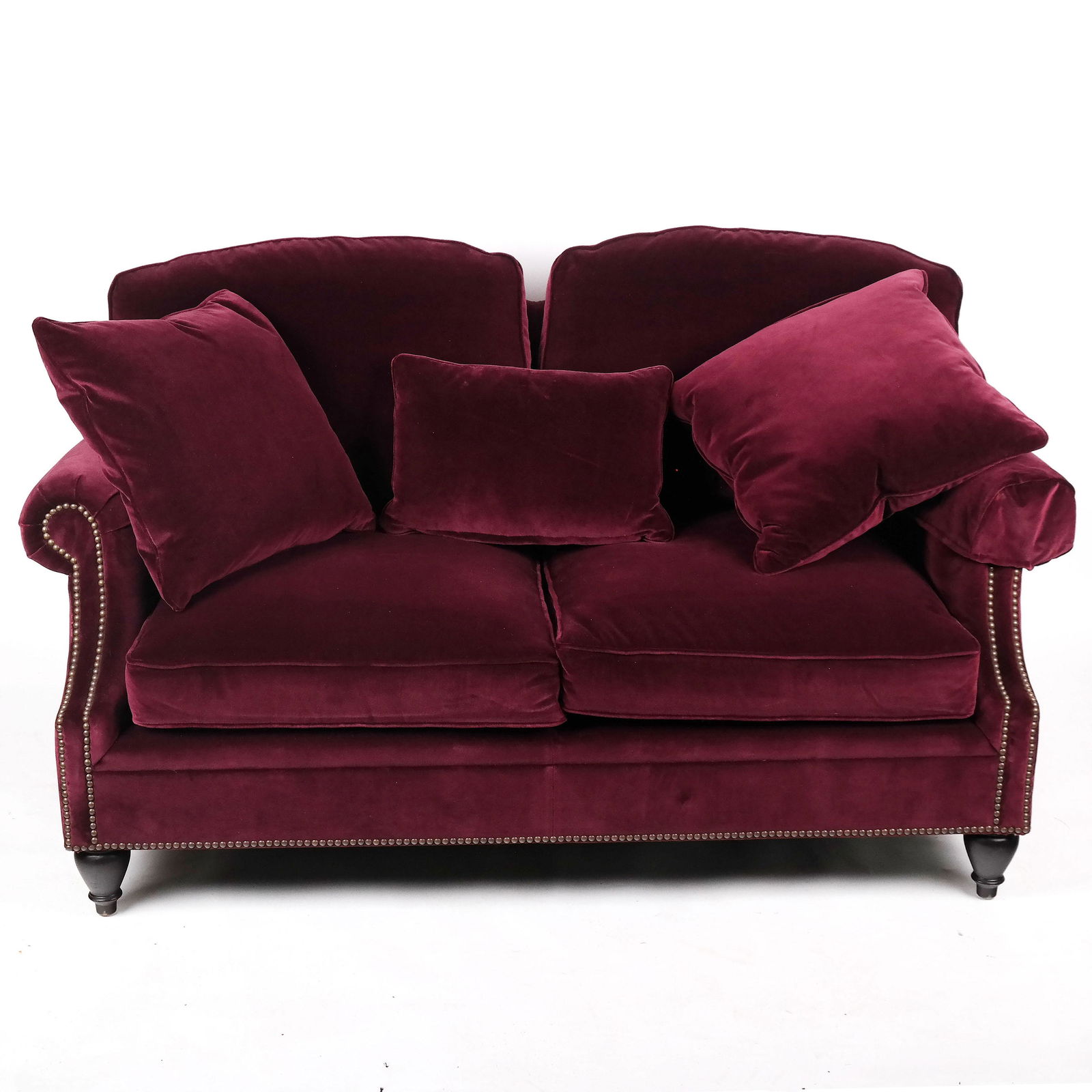Purple Velvet Upholstered Loveseat Sofa (1 of 12)
