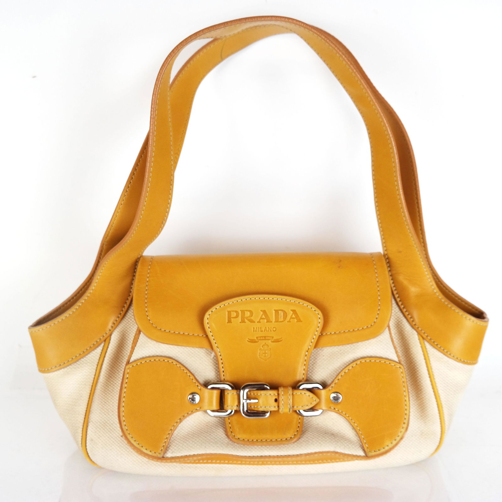 Prada Canvas & Leather Handbag