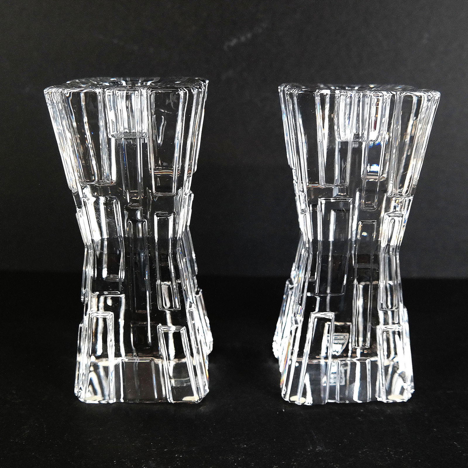 Pair of Orrefors Glass Candlesticks (1 of 13)