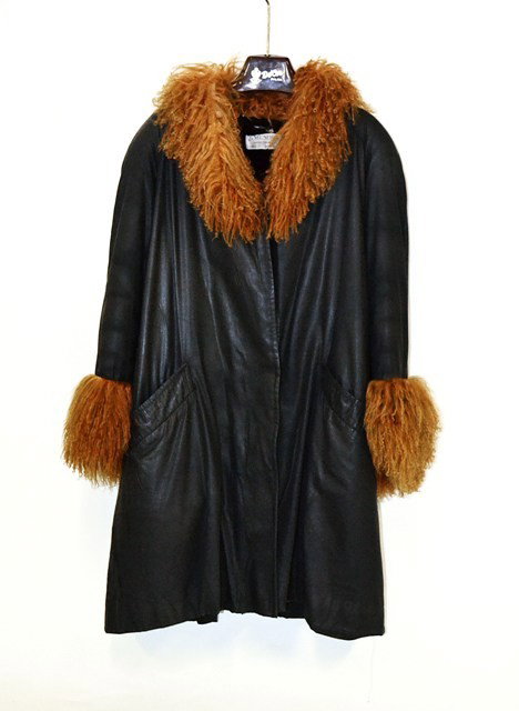 J. Mendel Fur Coat: Leather and lamb with fur lining. Good condition.